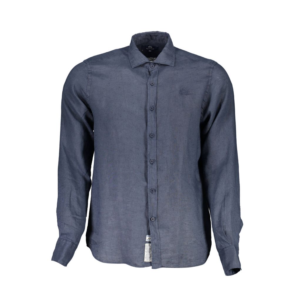 Blu Linen Men Shirt - ventzia