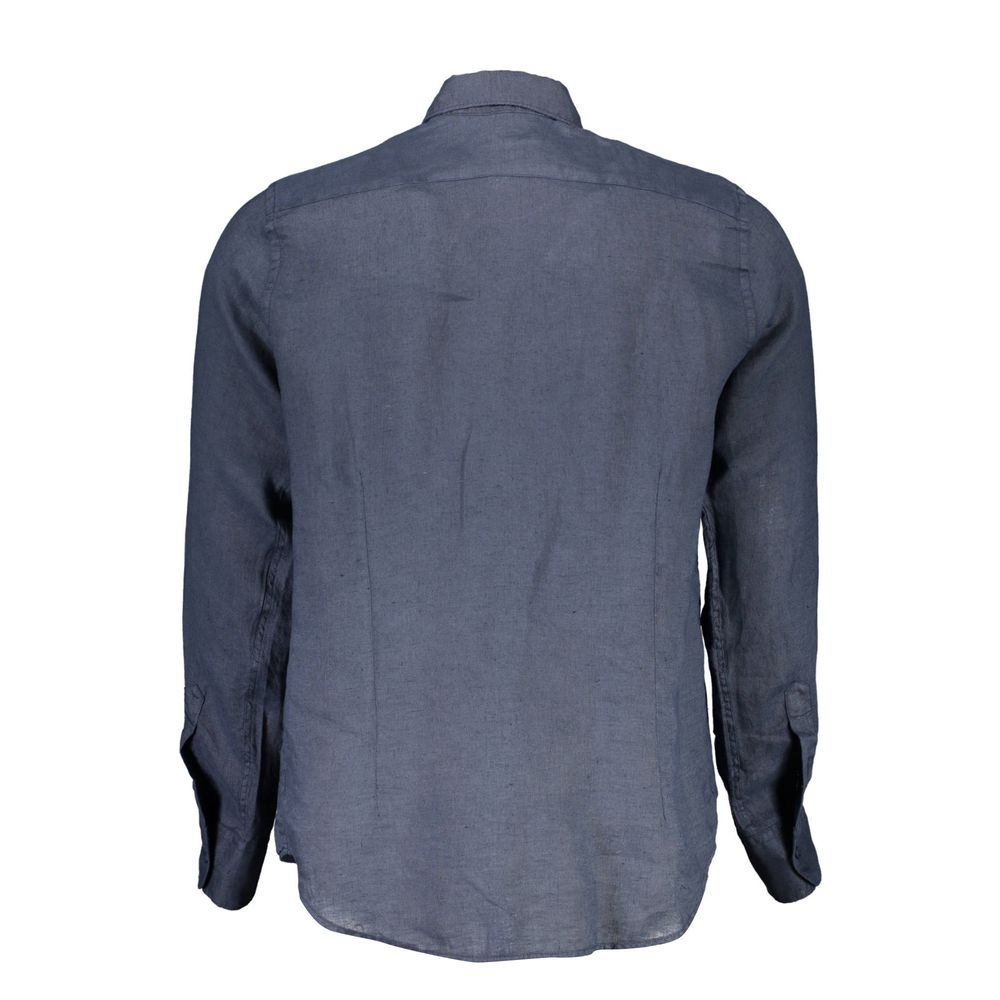Blu Linen Men Shirt - ventzia