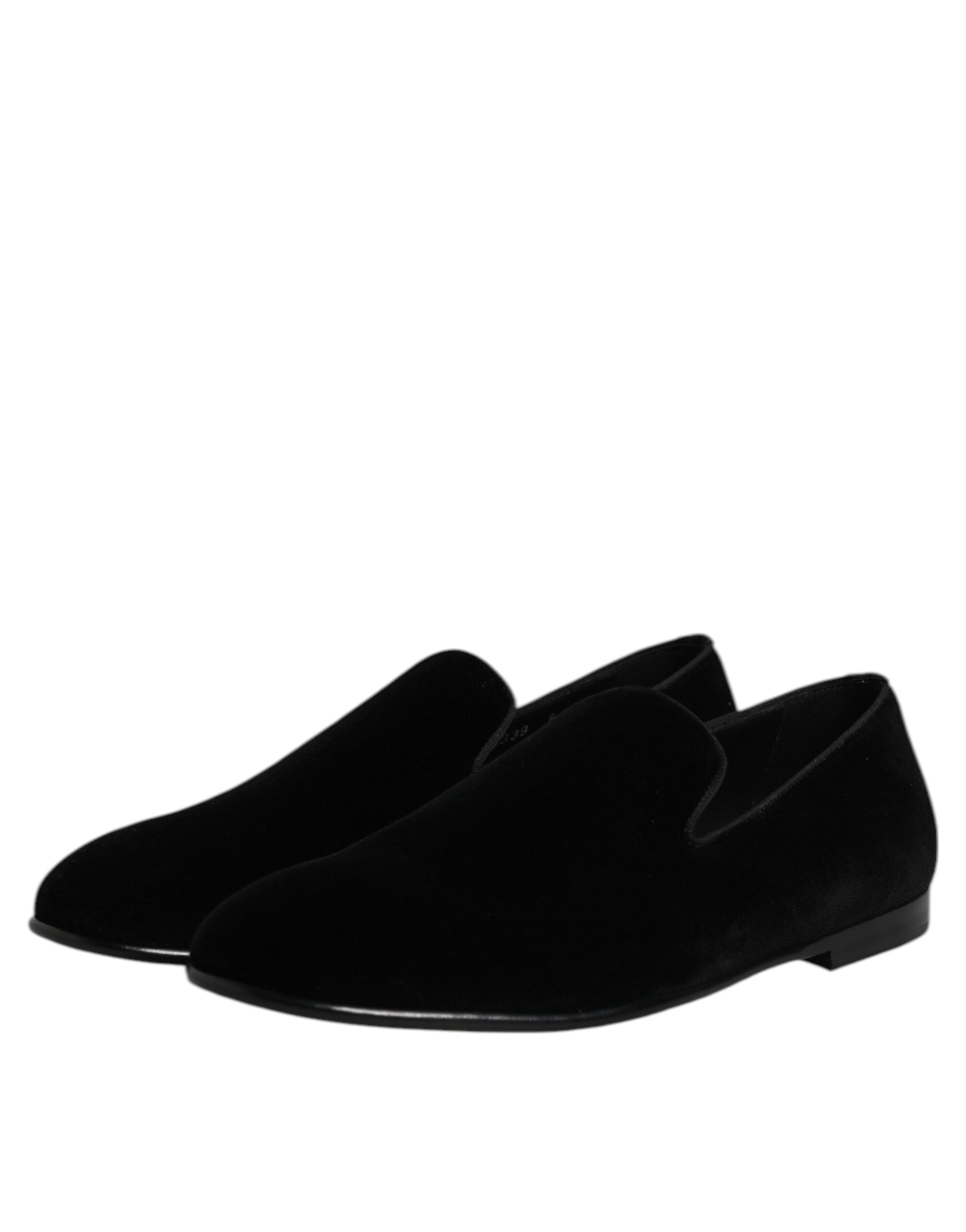 Black Velvet Slip On Loafers Formal Shoes - ventzia