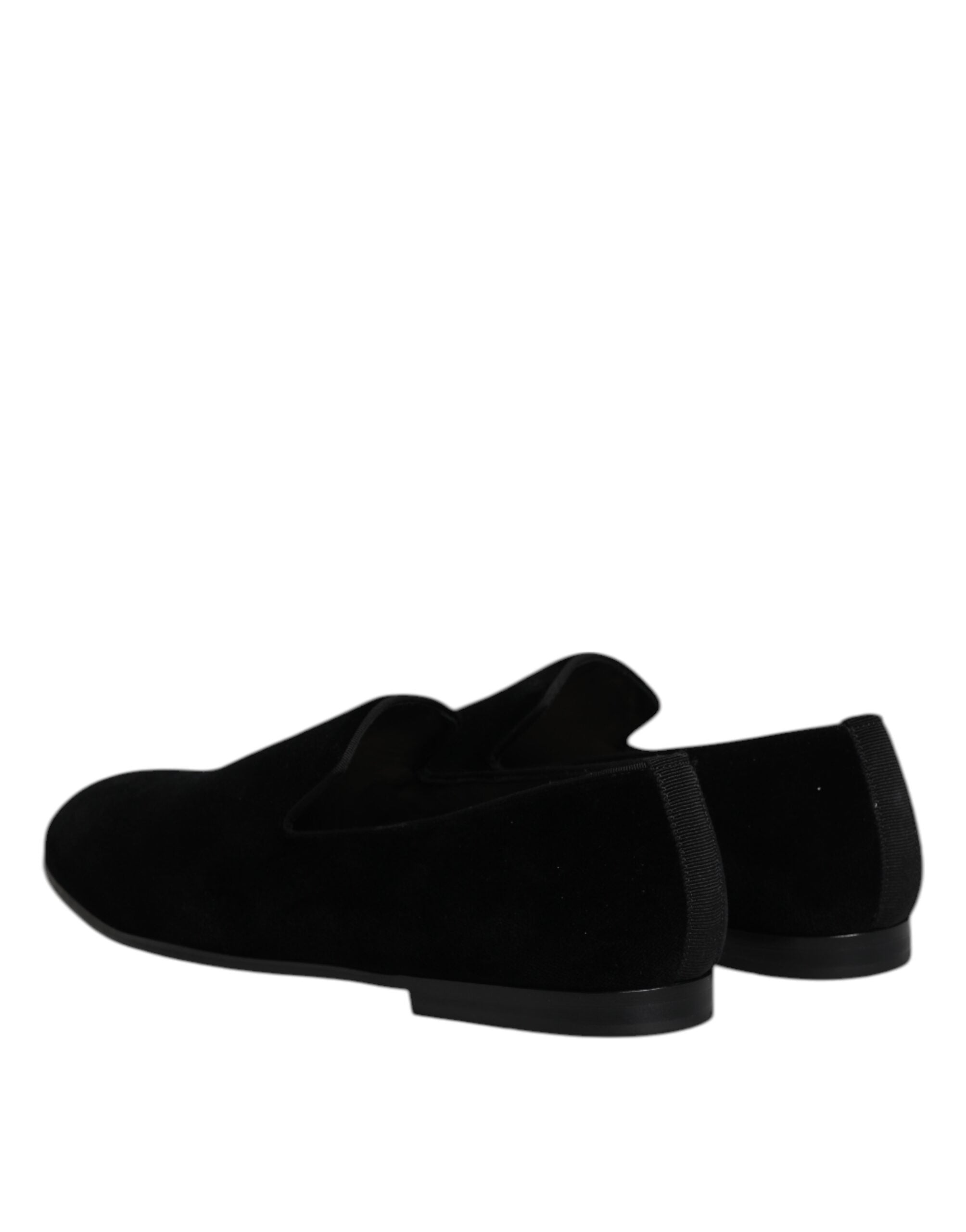 Black Velvet Slip On Loafers Formal Shoes - ventzia