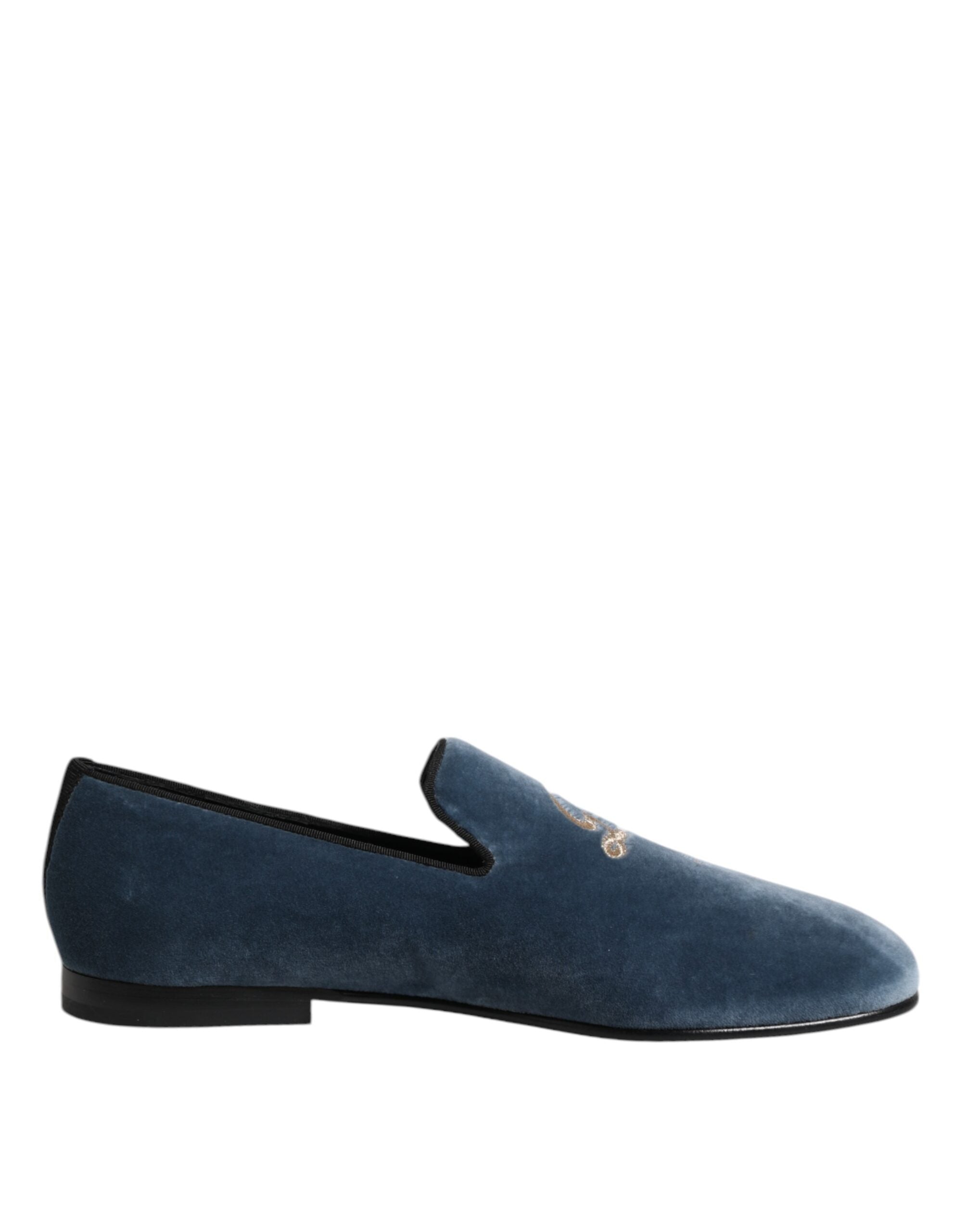 Blue Velvet DG Logo Loafers Formal Shoes - ventzia
