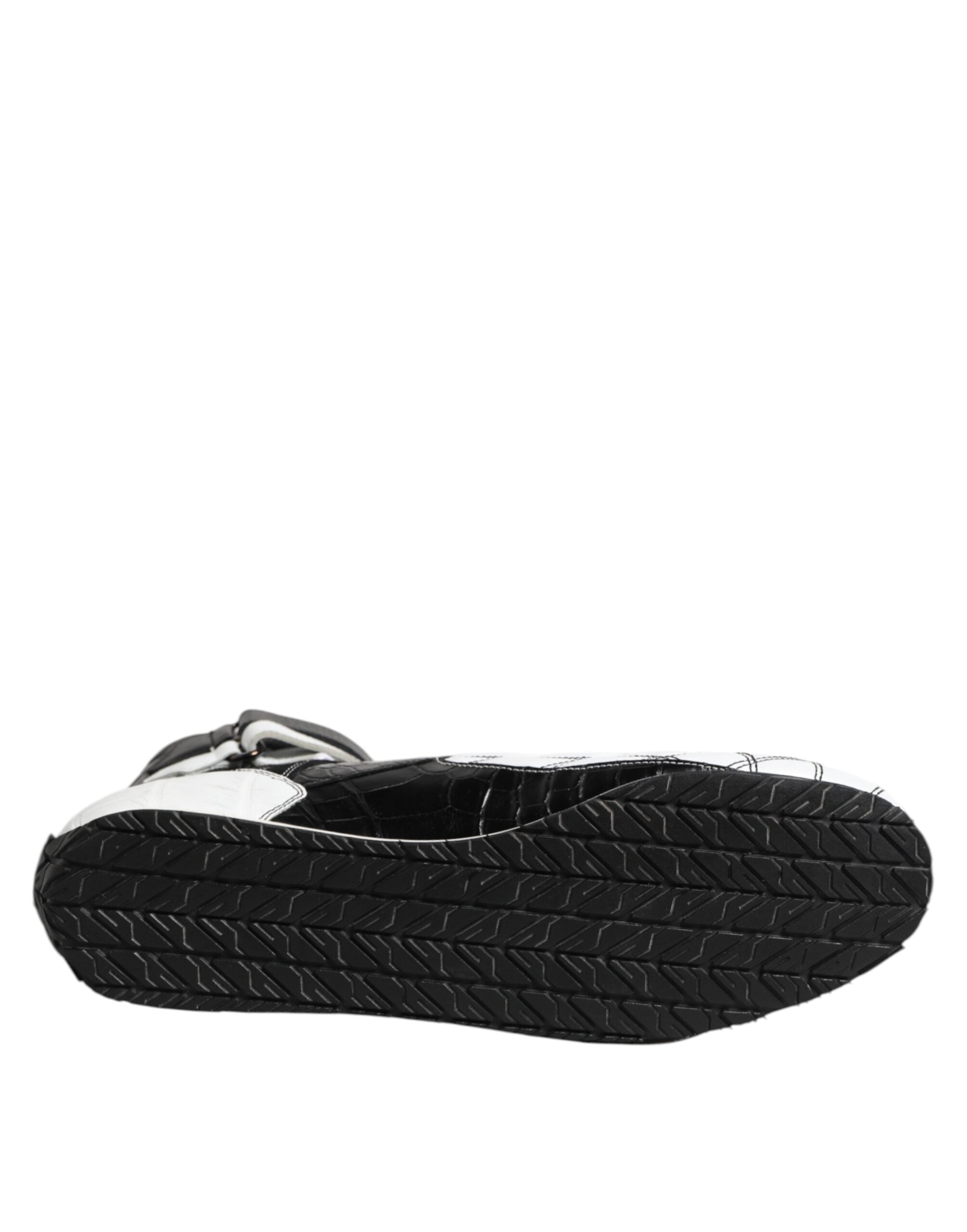 Black White Leather High Top Sneakers Shoes - ventzia