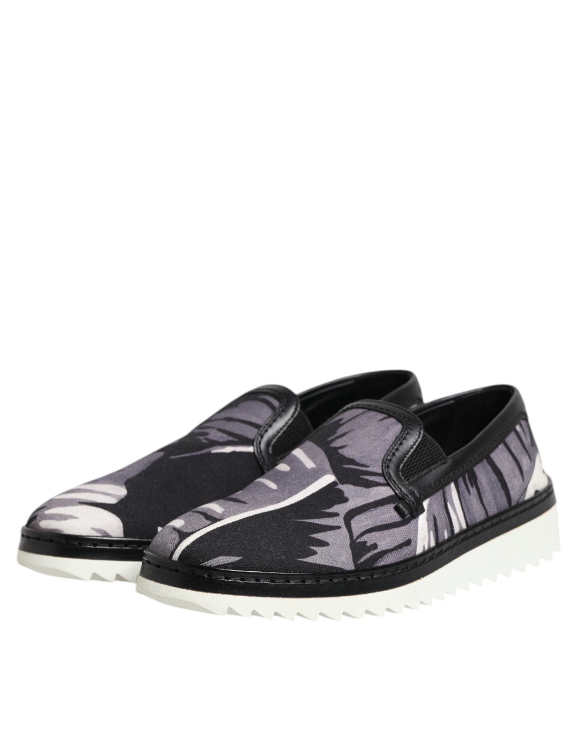 Black Tropical Slip On Men Sneakers Shoes - ventzia