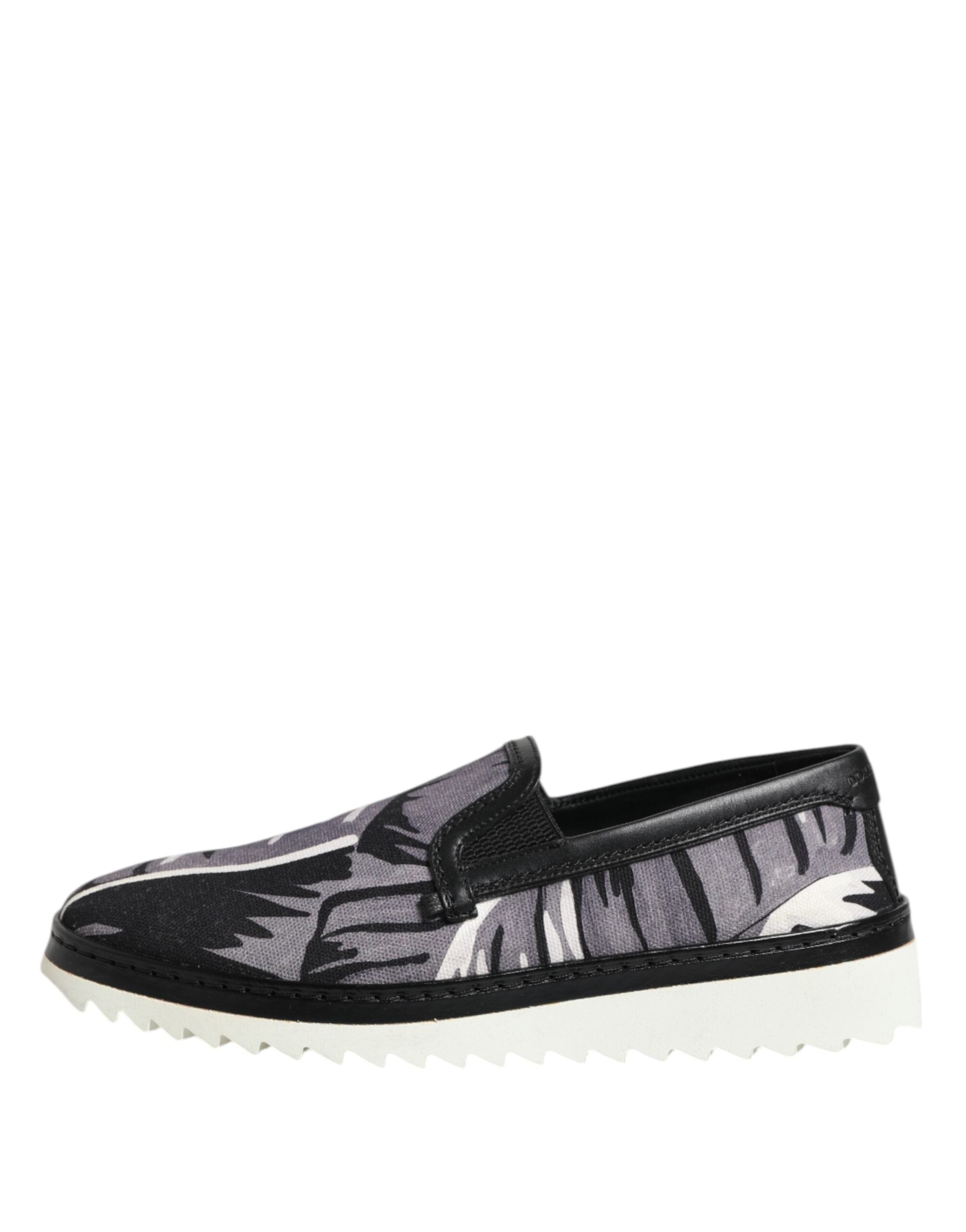 Black Tropical Slip On Men Sneakers Shoes - ventzia