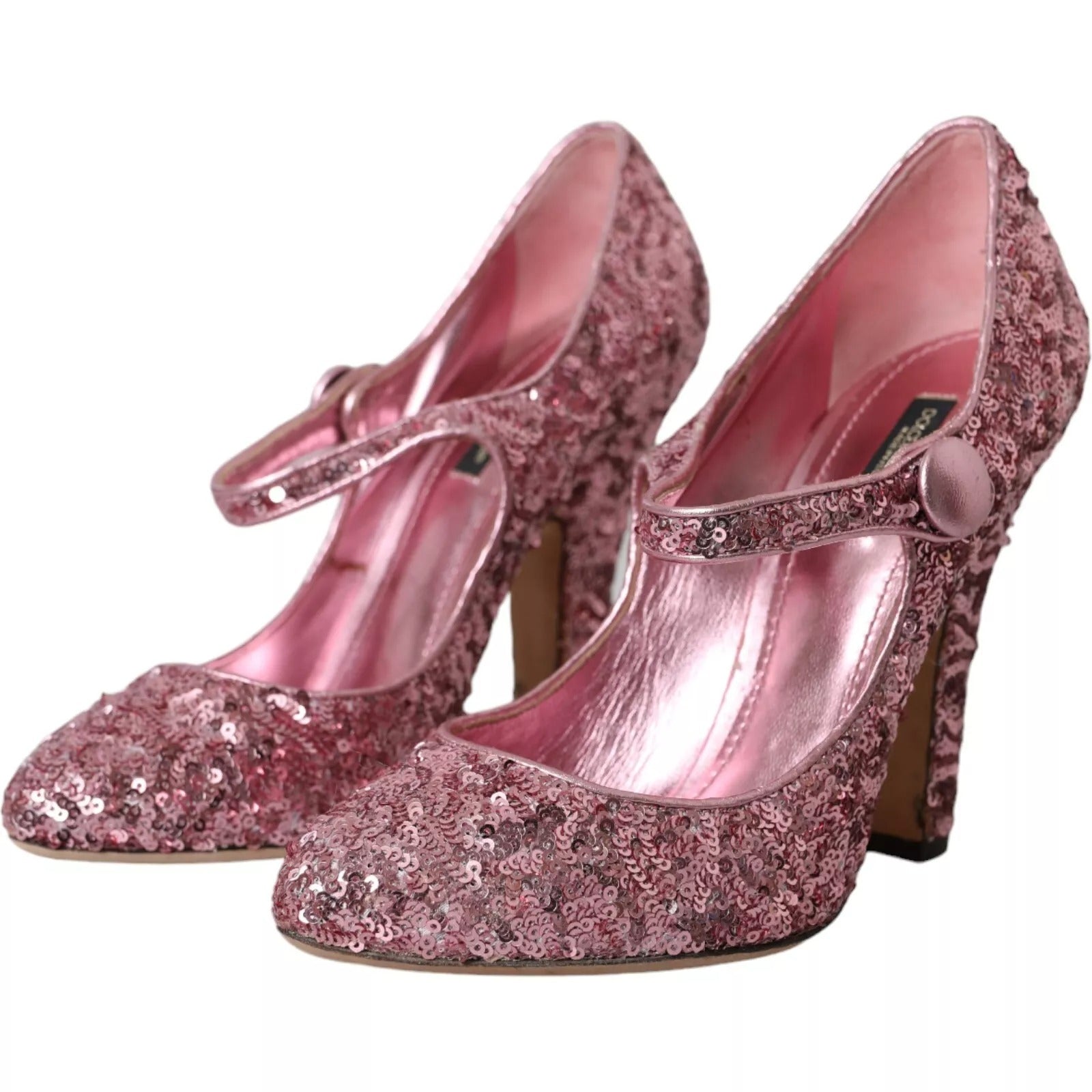Pink Sequin Mary Jane Pumps High Heels Shoes - ventzia