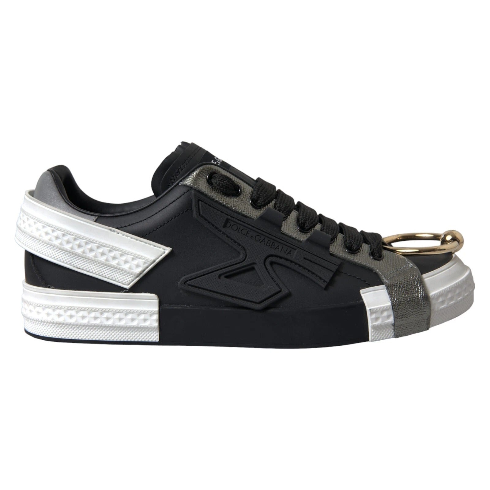 Black Leather Low Top Sneakers Portofino Shoes - ventzia