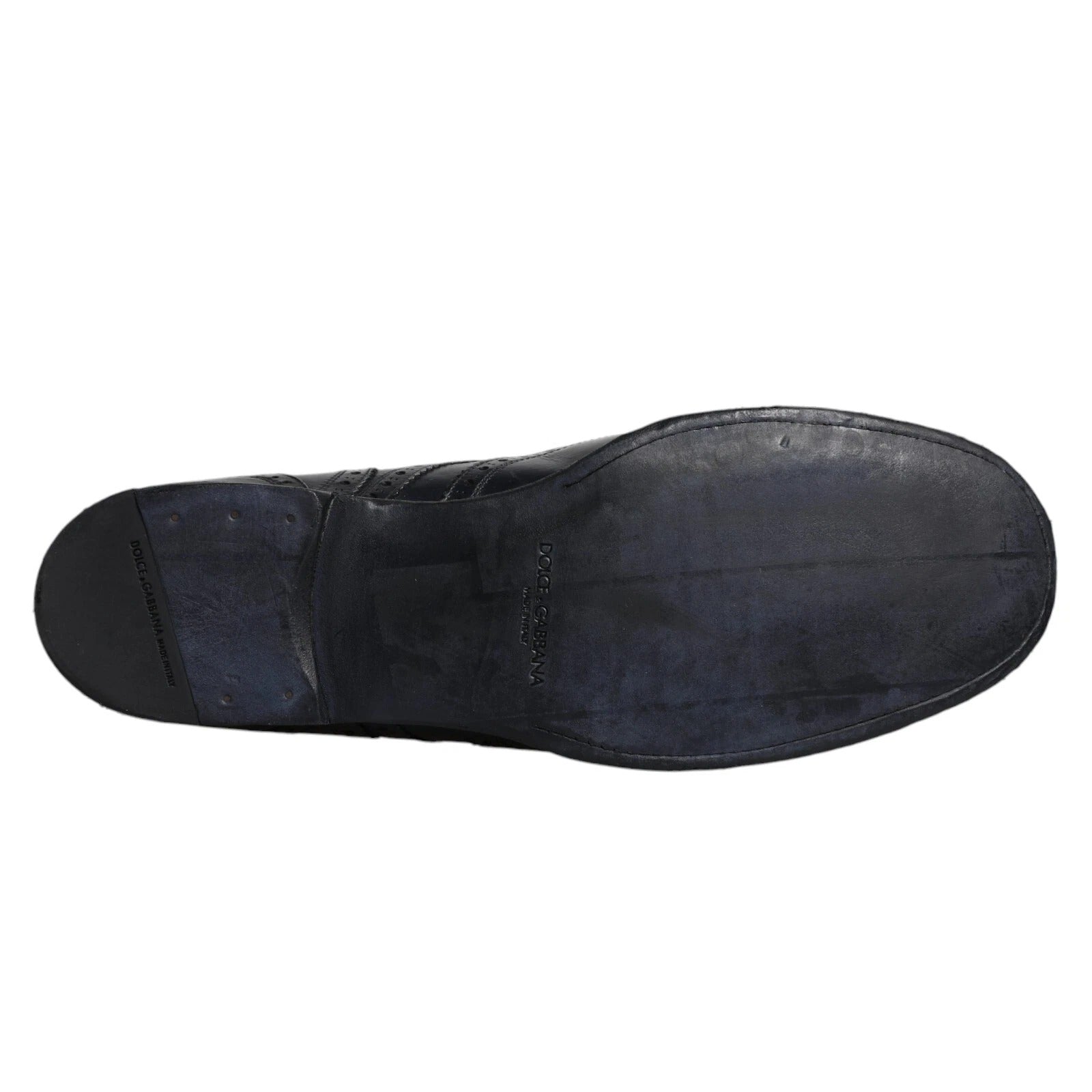 Dark Blue Leather Derby Wingtip Formal Shoes - ventzia