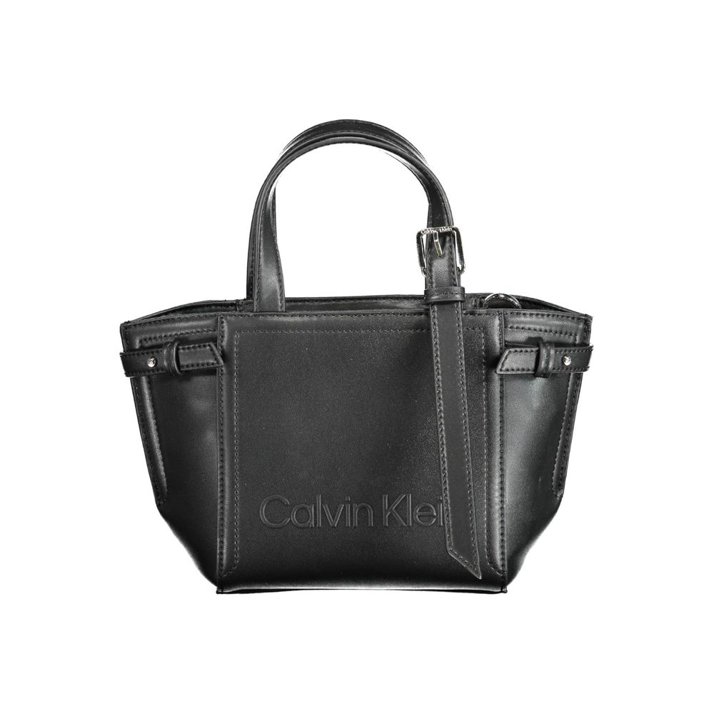 Black Polyester Handbag - ventzia