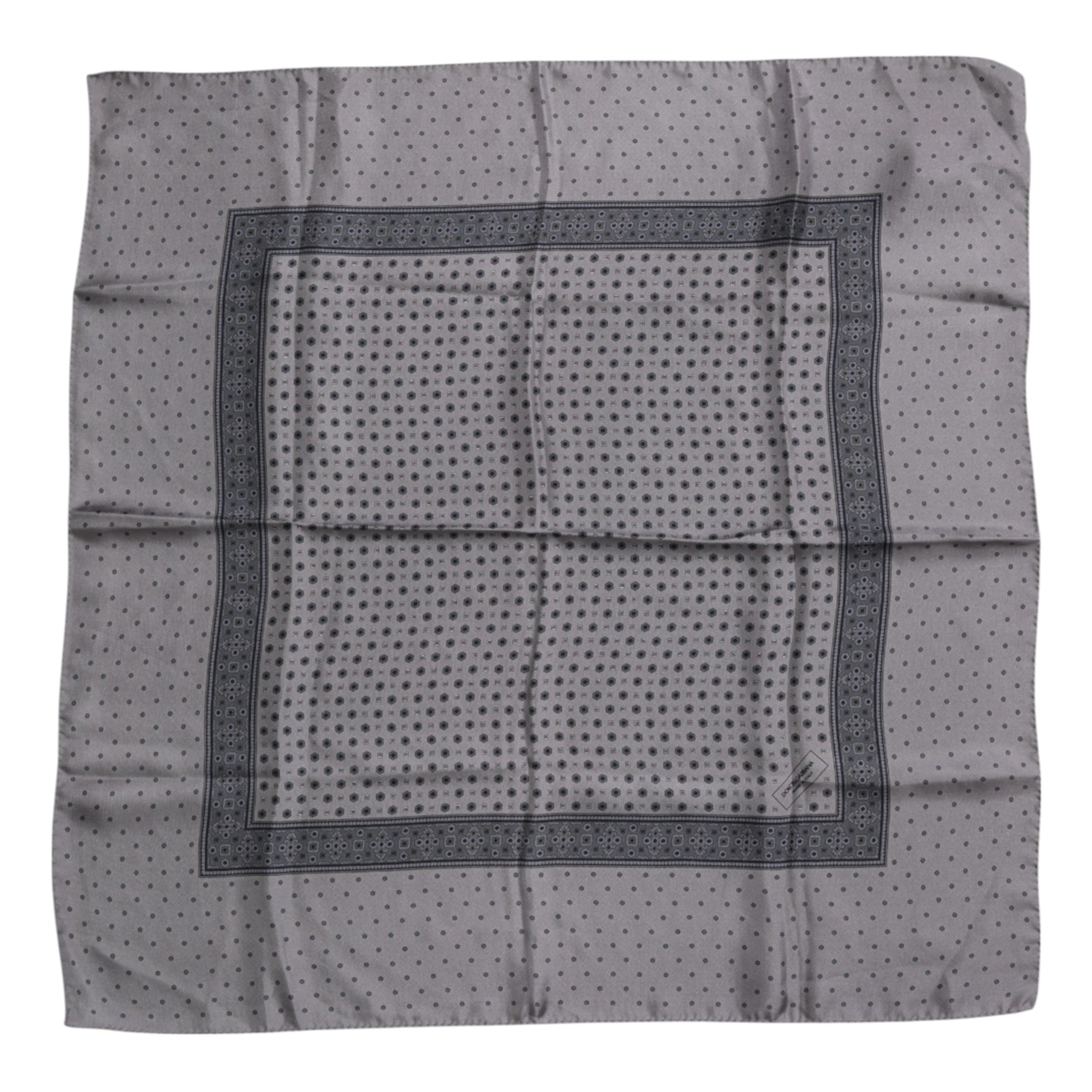 Gray Polka Dot Silk Square Men Foulard Scarf - ventzia