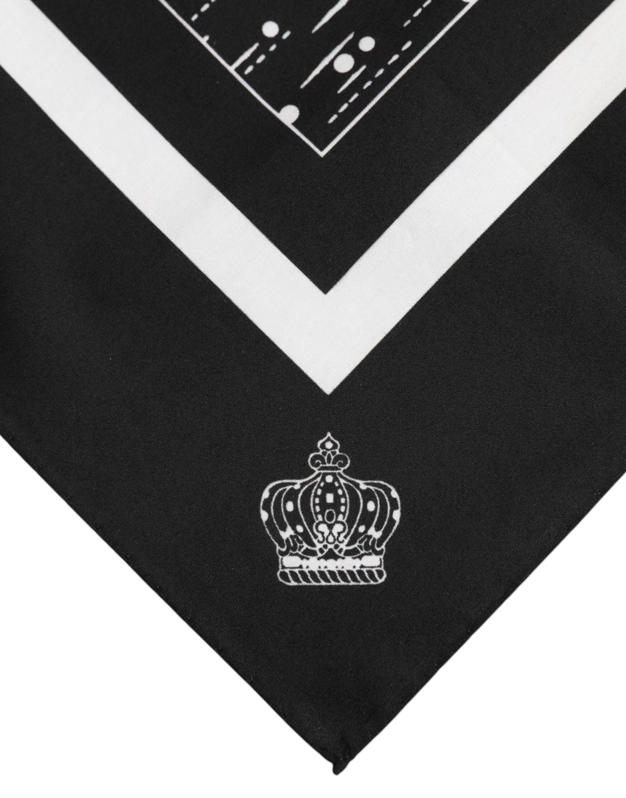 Black White Printed Square Foulard Scarf - ventzia