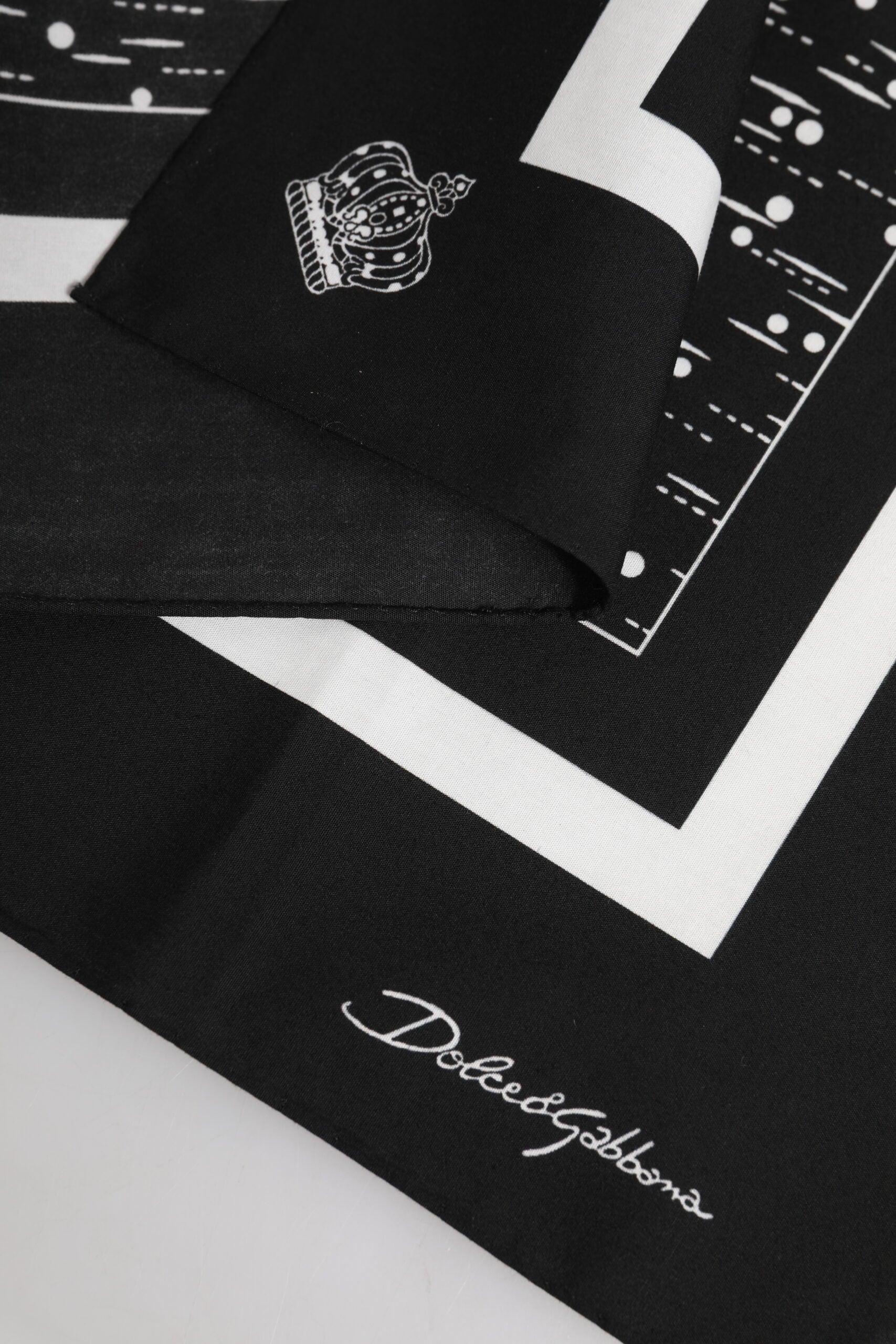 Black White Printed Square Foulard Scarf - ventzia
