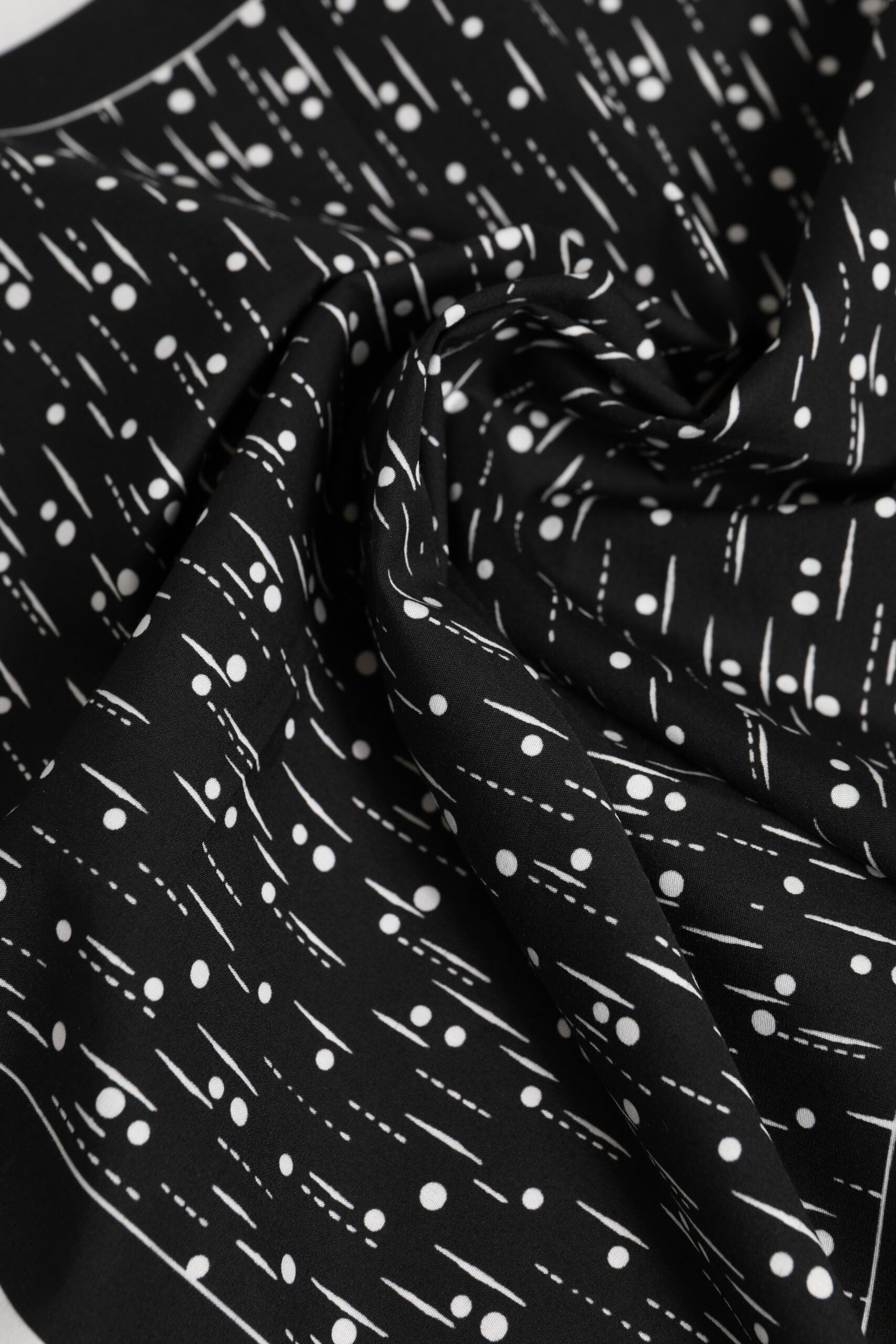Black White Printed Square Foulard Scarf - ventzia
