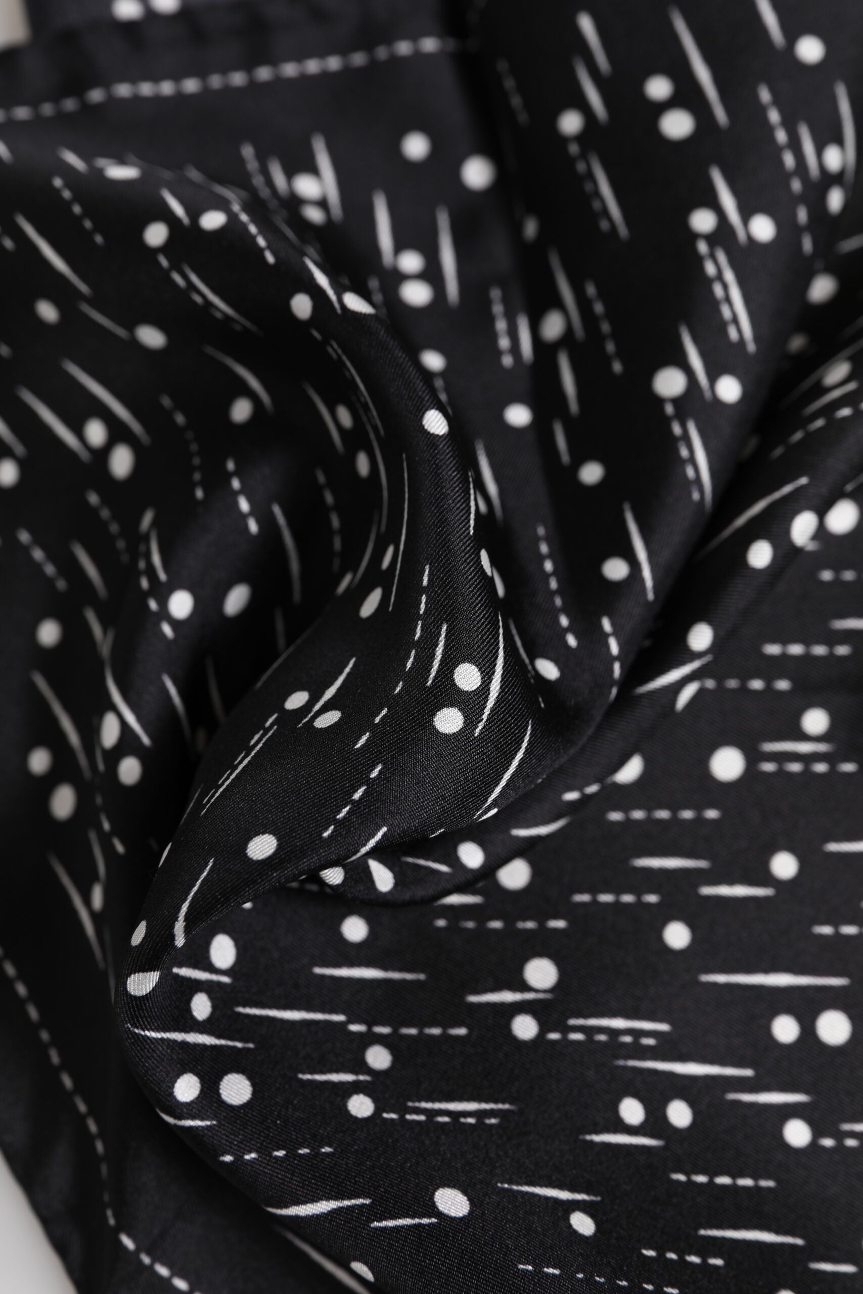 Black White Printed Square Men Foulard Scarf - ventzia