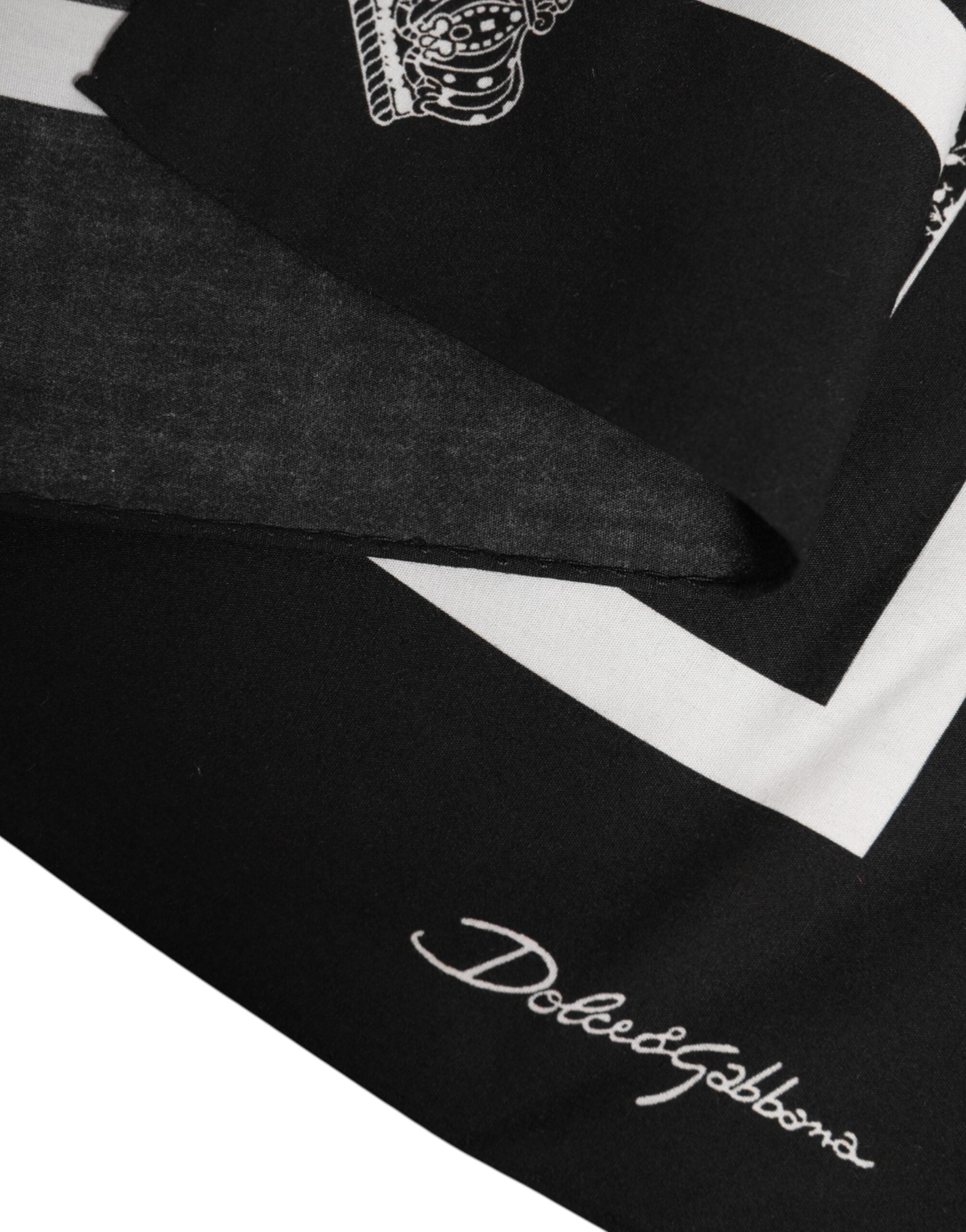 Black White Printed Square Foulard Scarf - ventzia