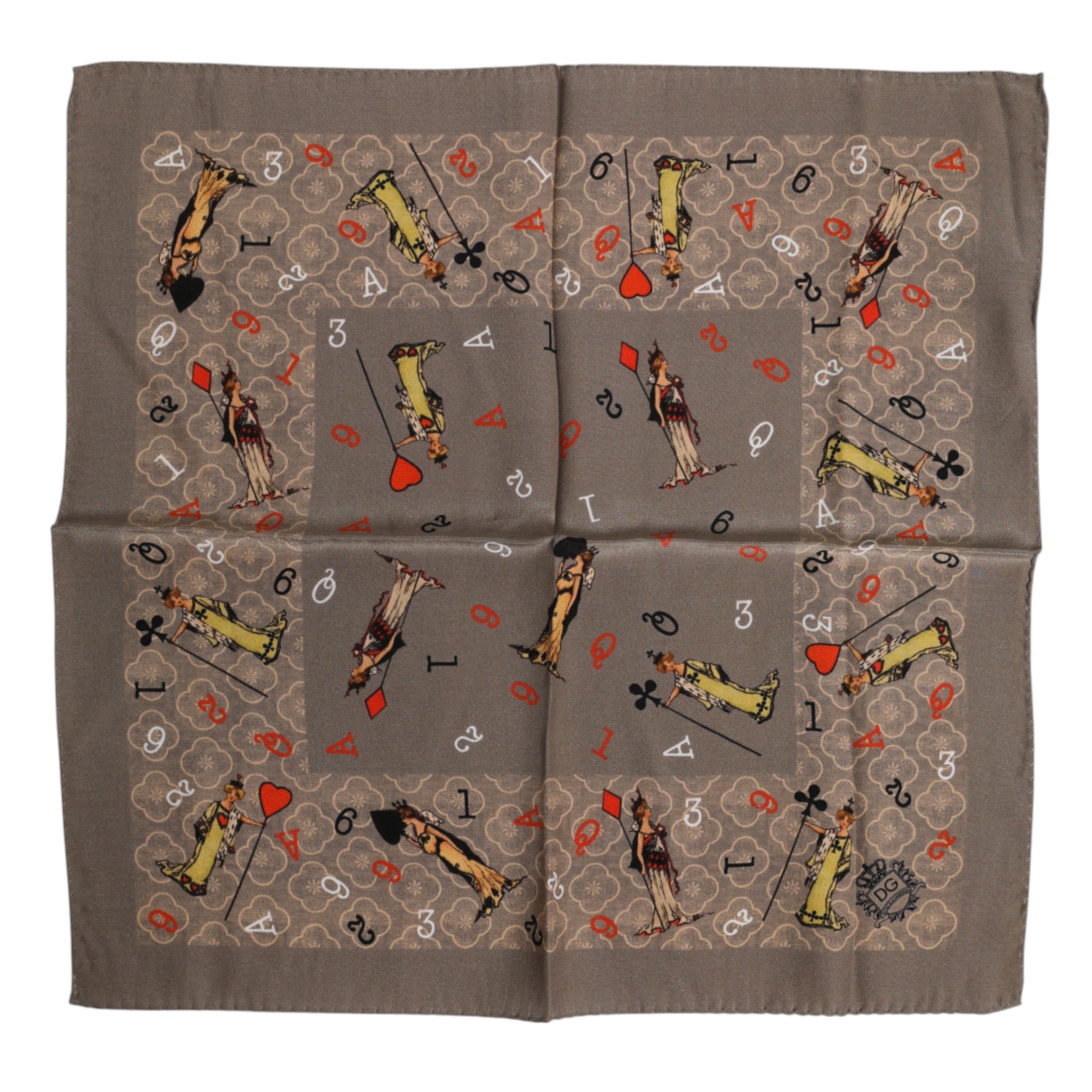 Brown Silk Printed Square Men Foulard Scarf - ventzia