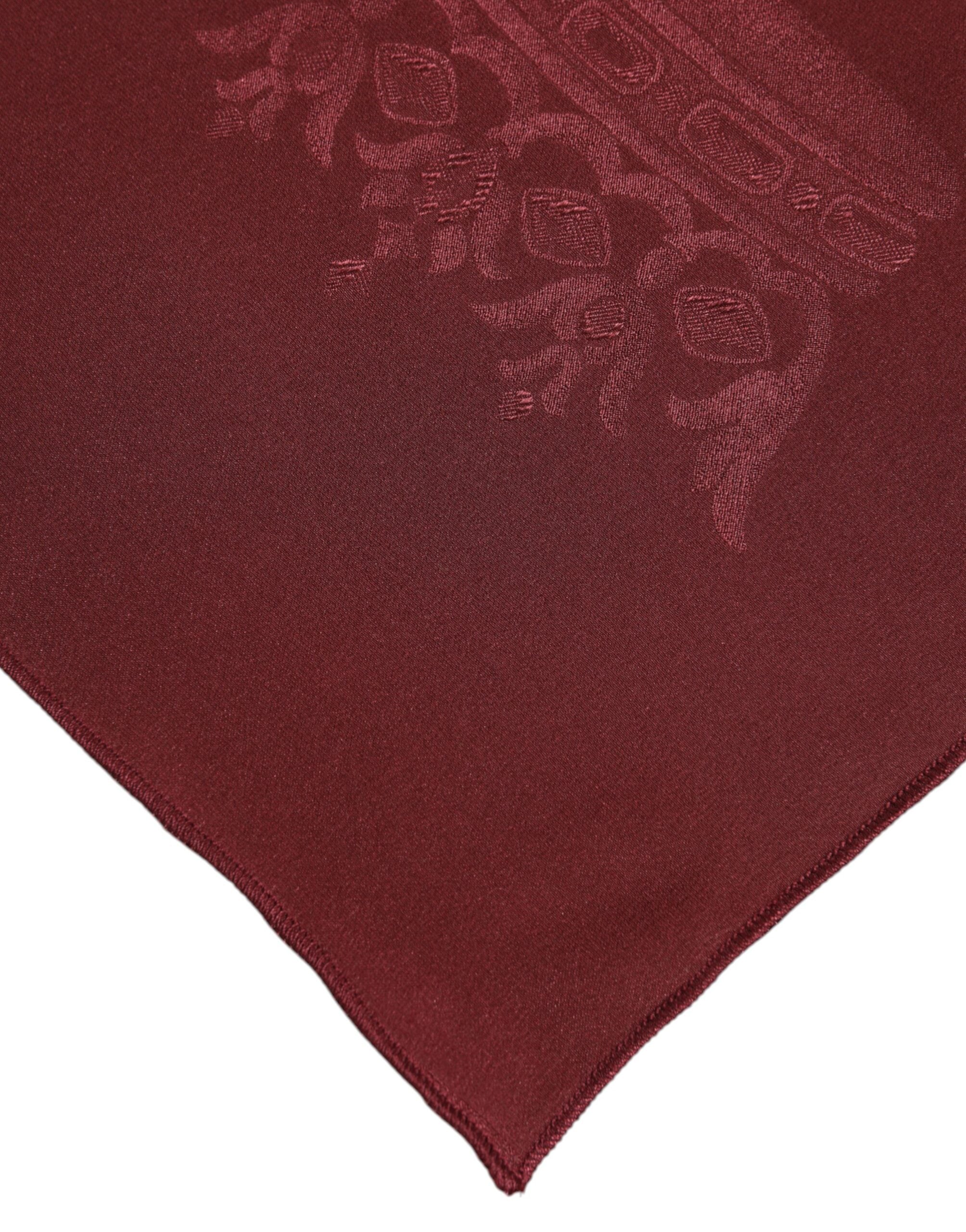Maroon Silk Crown Square Men Foulard Scarf - ventzia