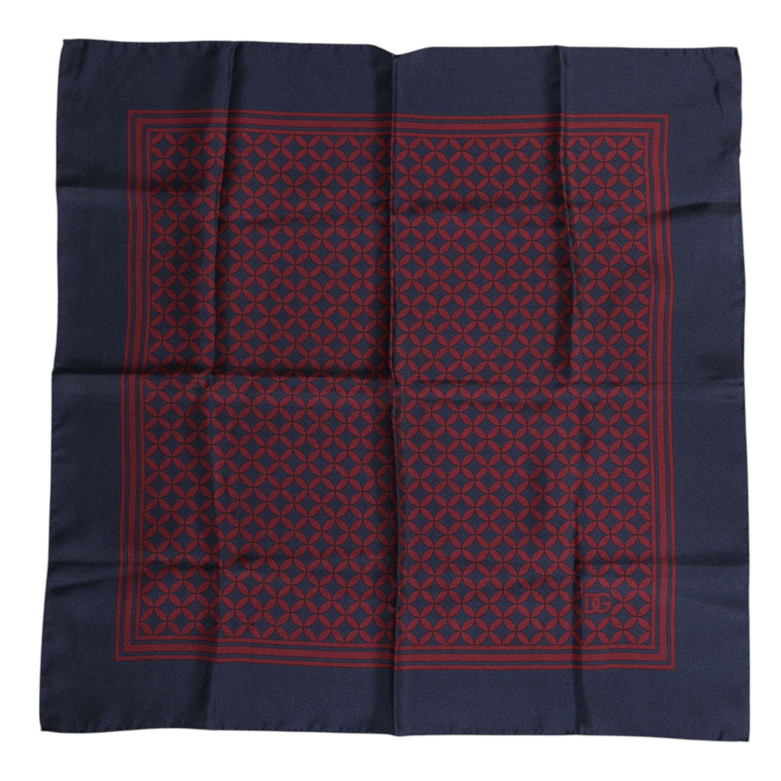 Red Blue Printed Silk Square Men Foulard Scarf - ventzia