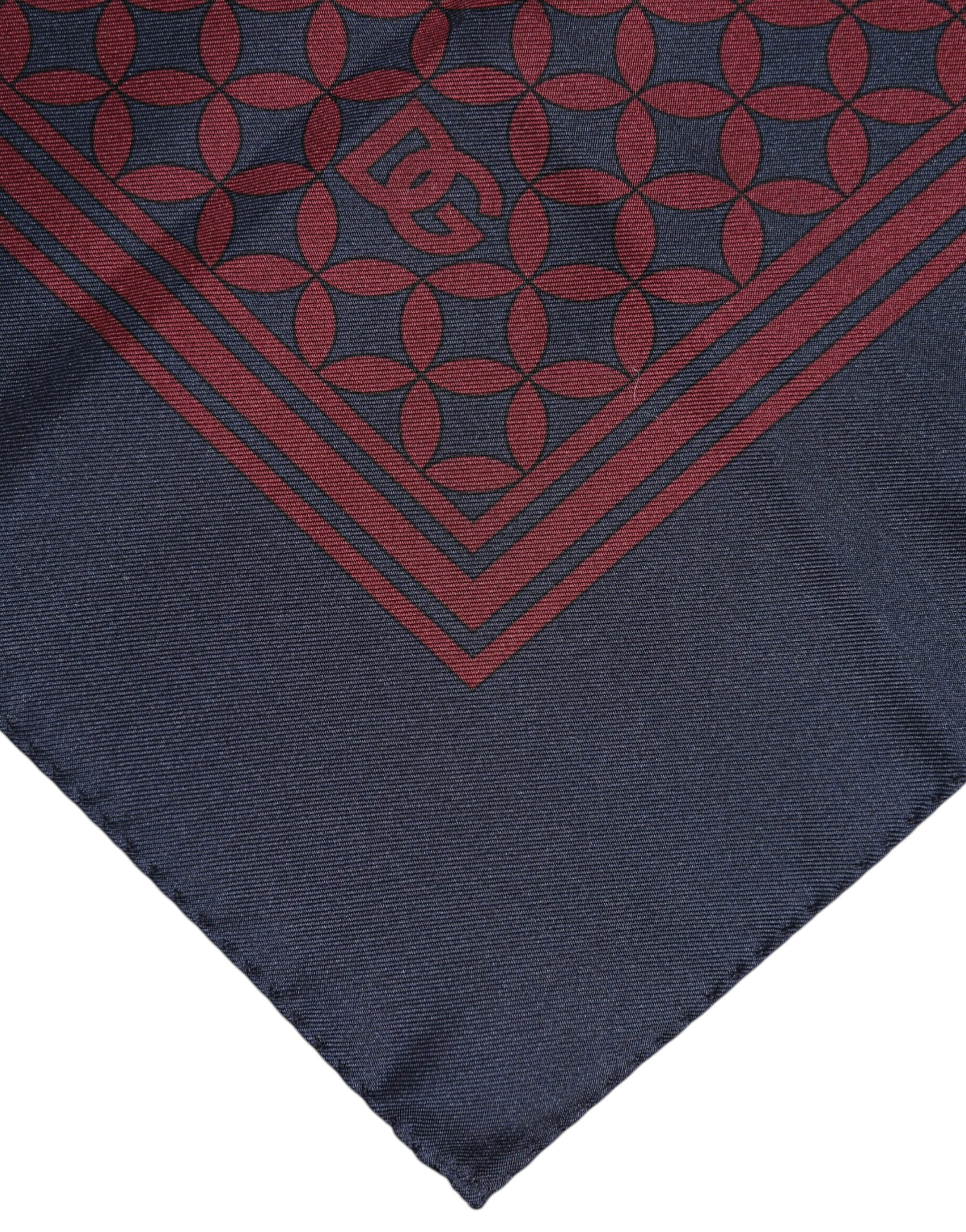 Red Blue Printed Silk Square Men Foulard Scarf - ventzia