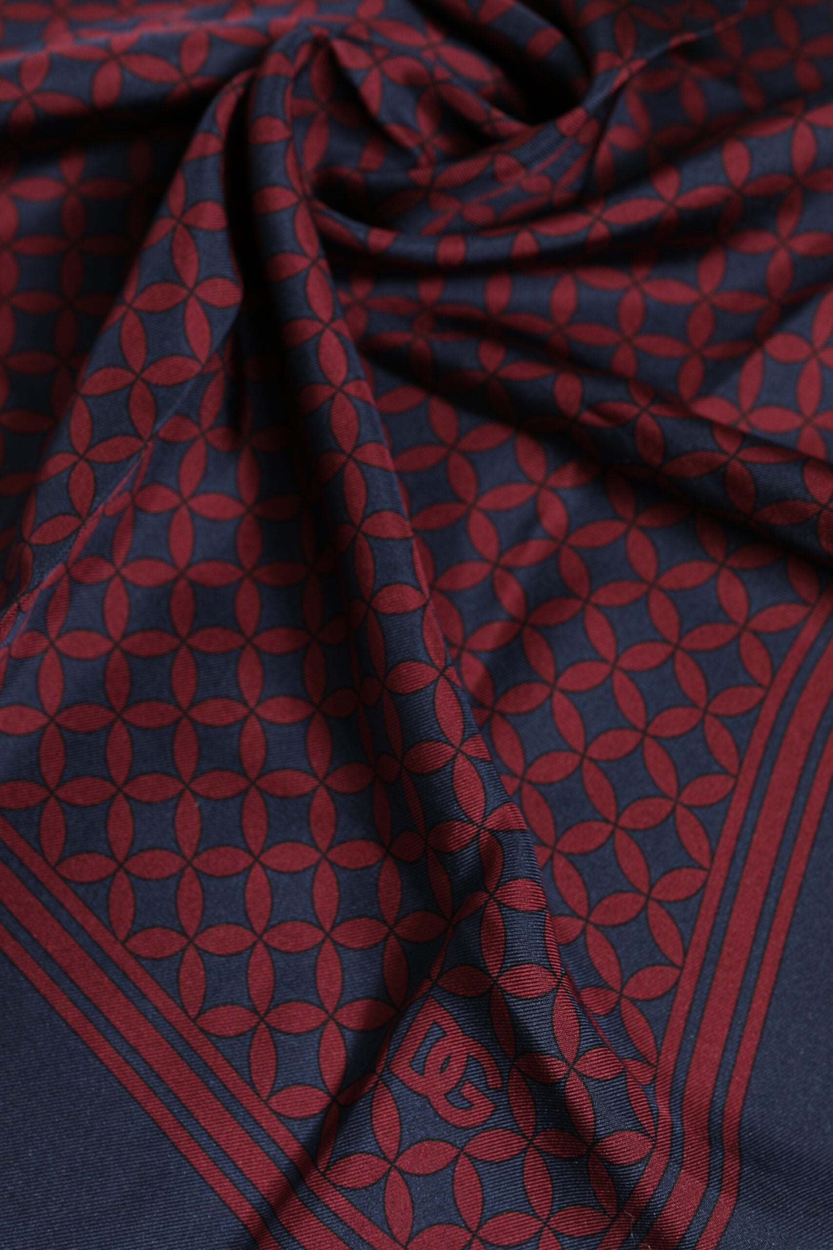 Red Blue Printed Silk Square Men Foulard Scarf - ventzia