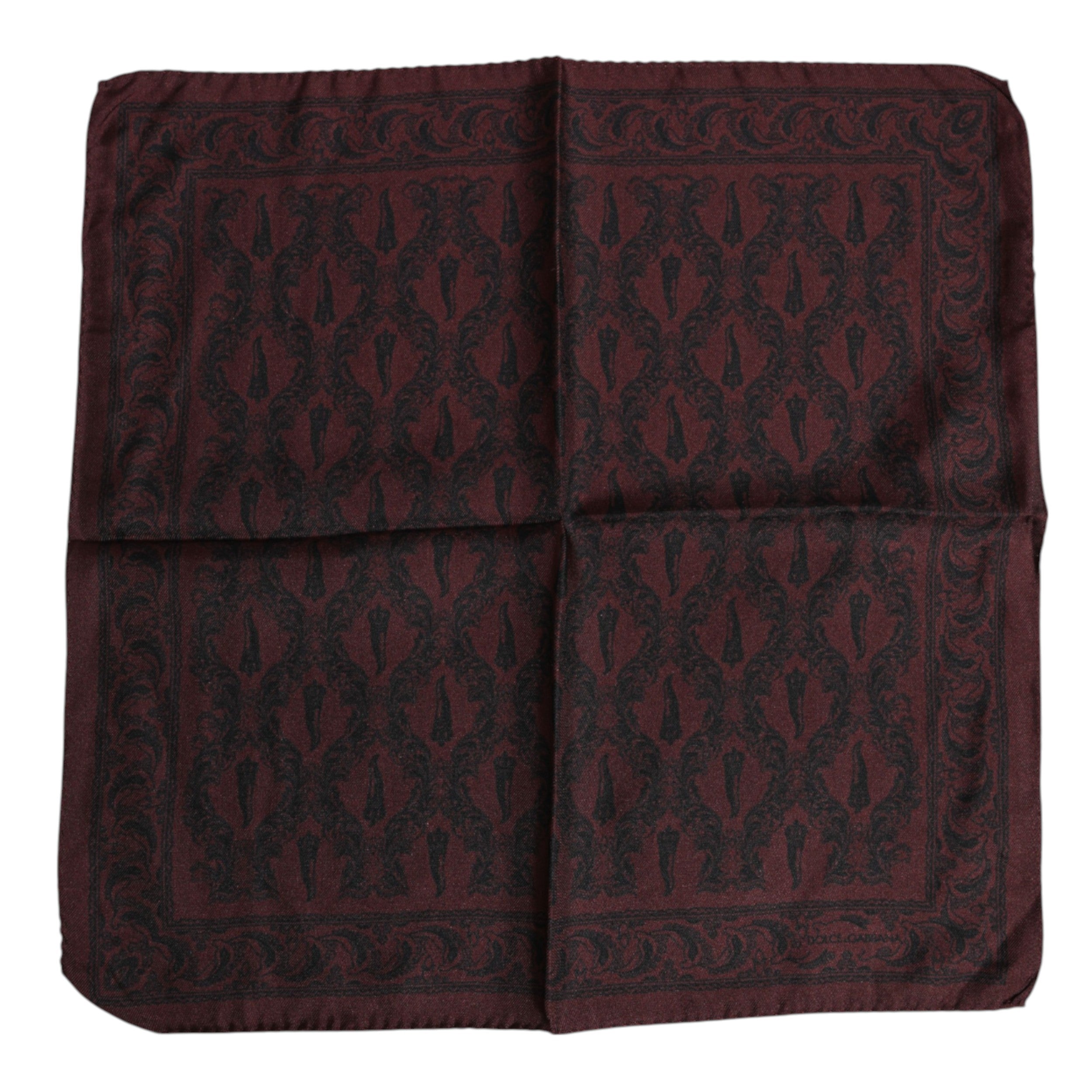 Maroon Black Printed Square Men Foulard Scarf - ventzia