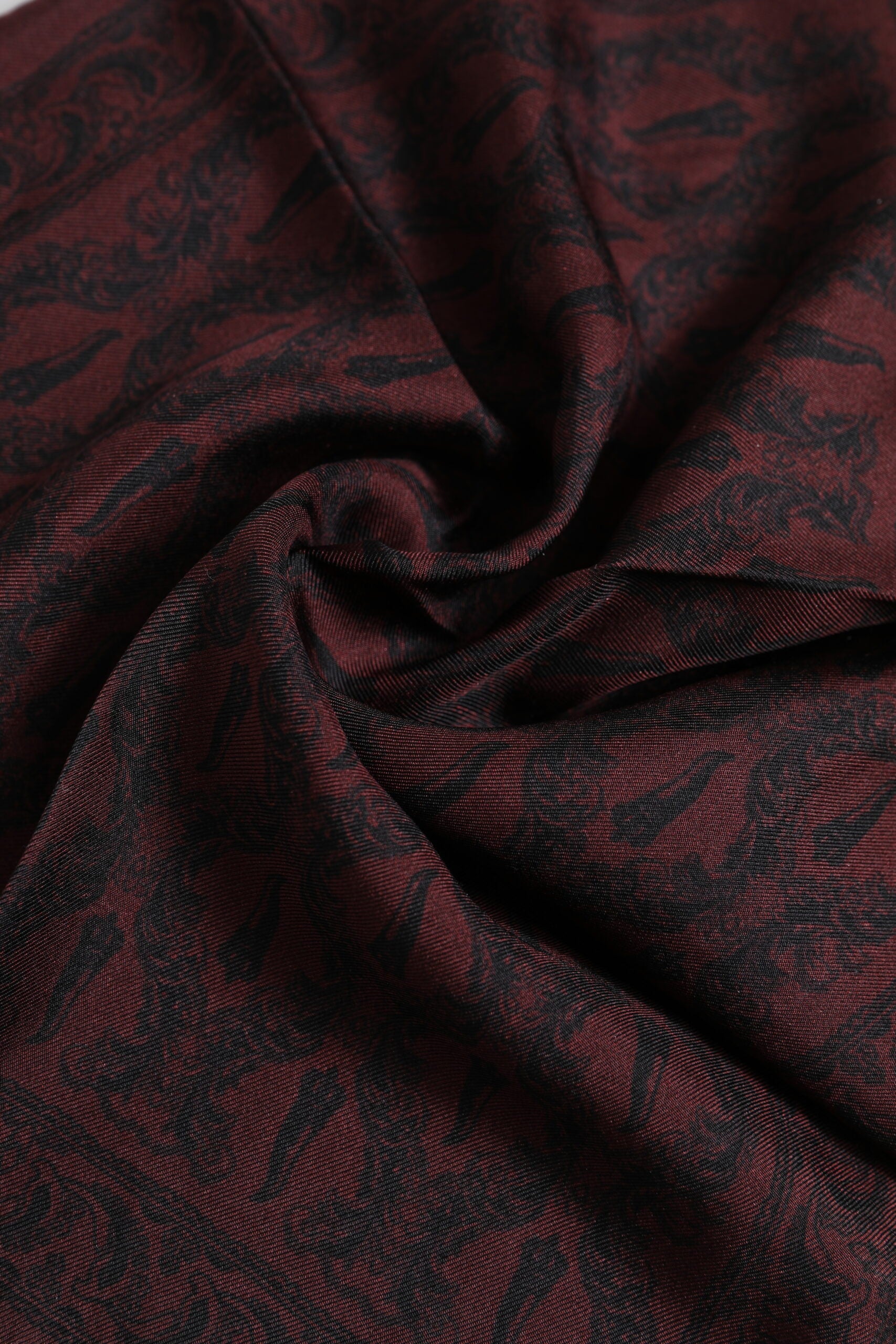Maroon Black Printed Square Men Foulard Scarf - ventzia