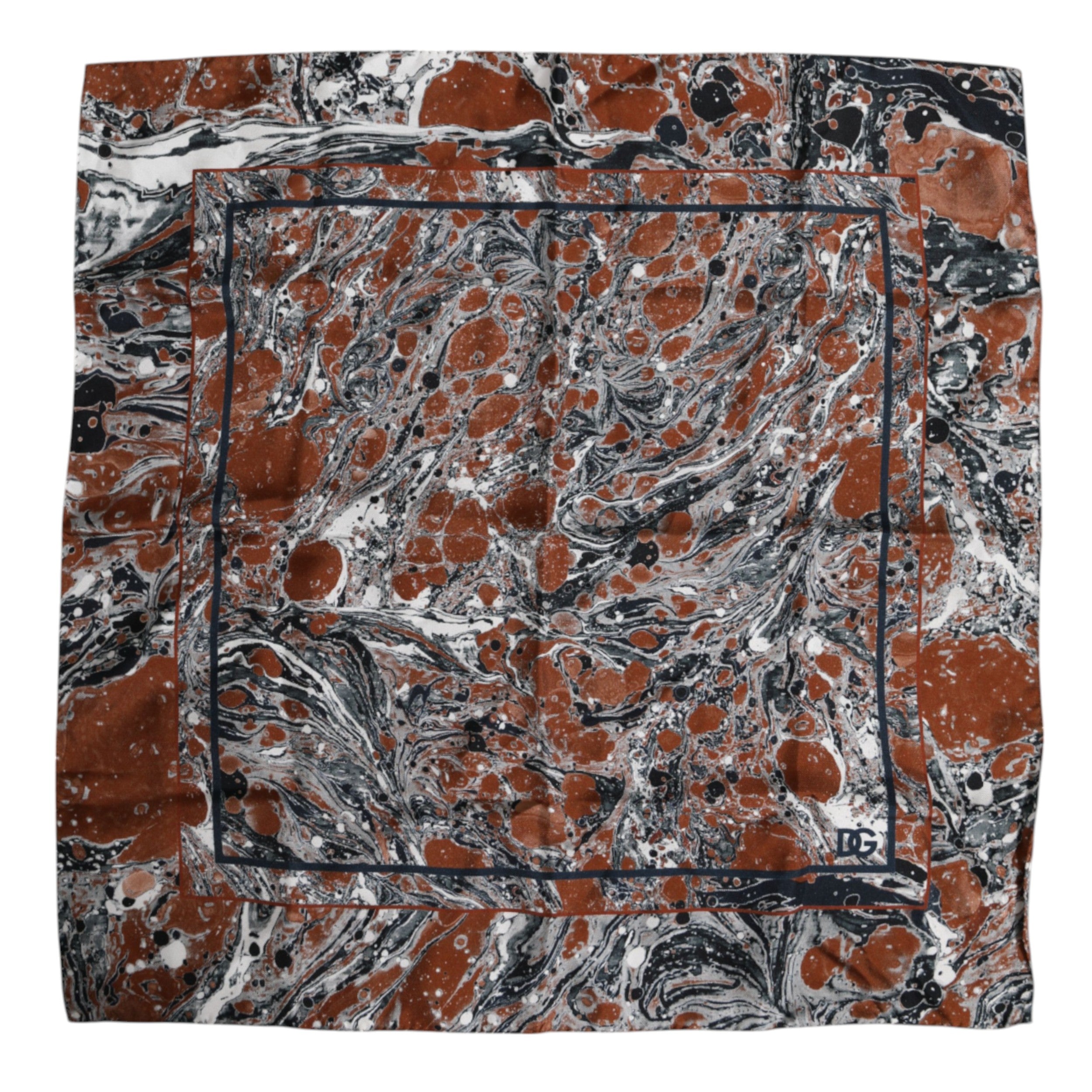 Multicolor Marble Silk Square Foulard Scarf - ventzia