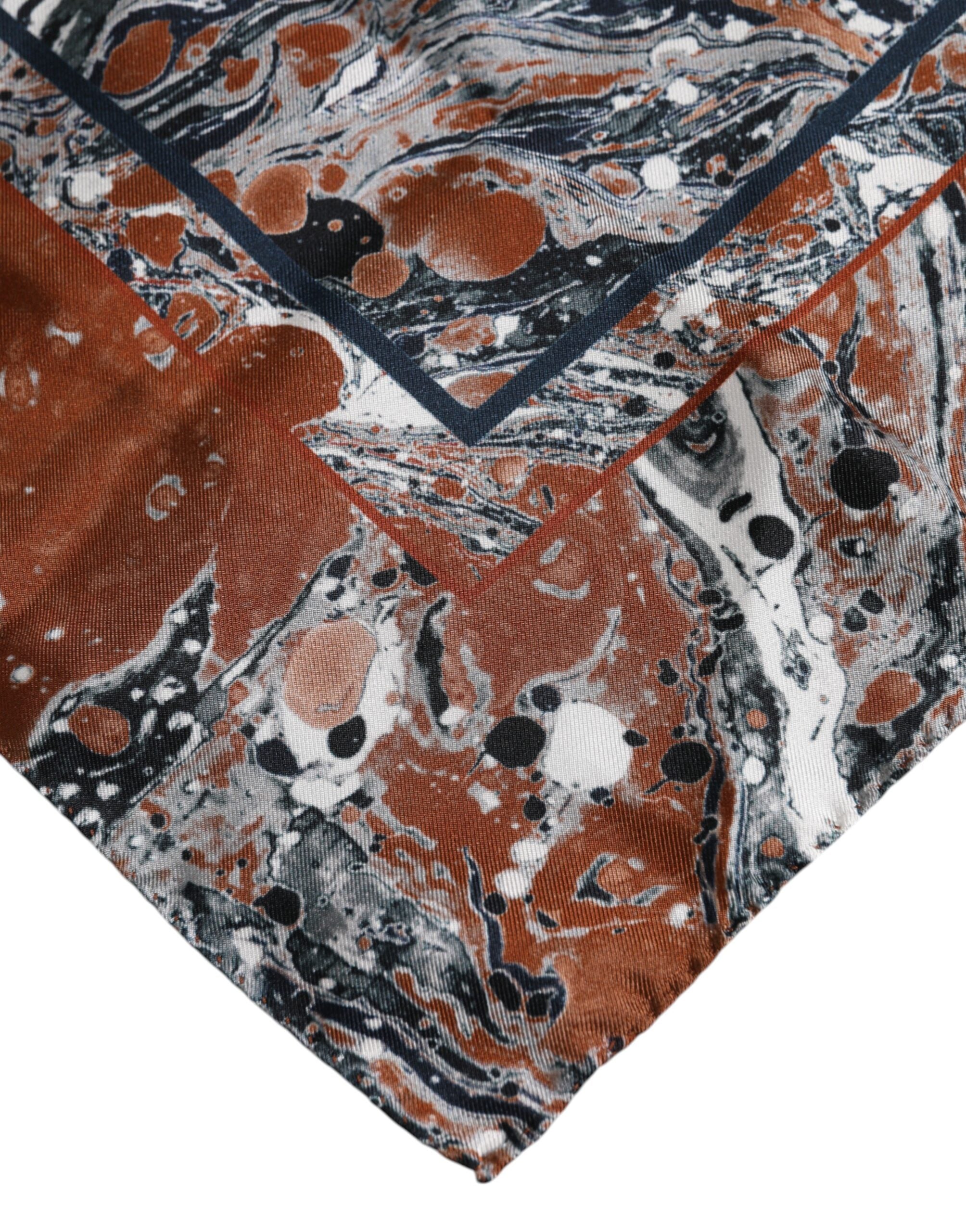 Multicolor Marble Silk Square Foulard Scarf - ventzia