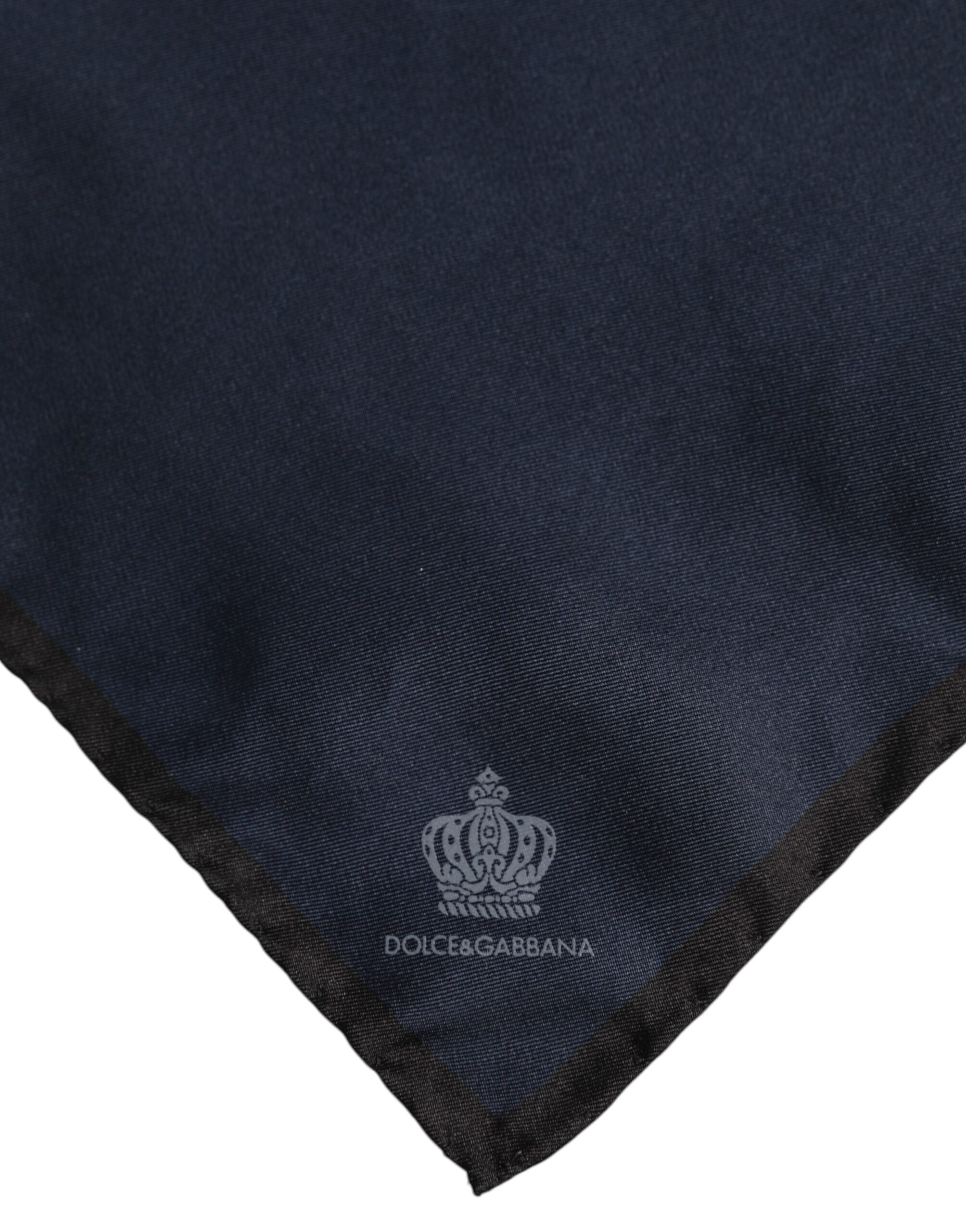 Blue DG Crown Silk Square Men Foulard Scarf - ventzia