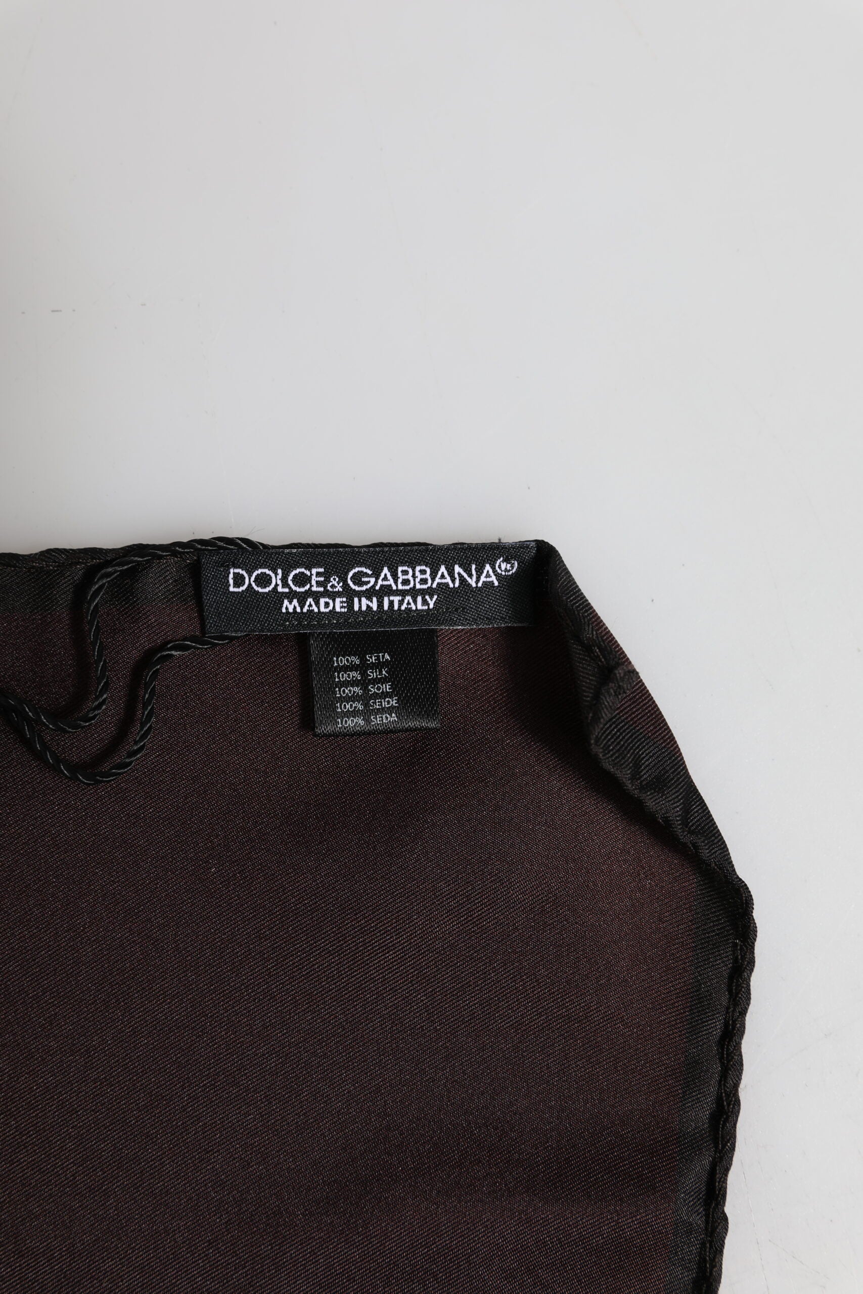 Brown DG Crown Silk Square Men Foulard Scarf - ventzia