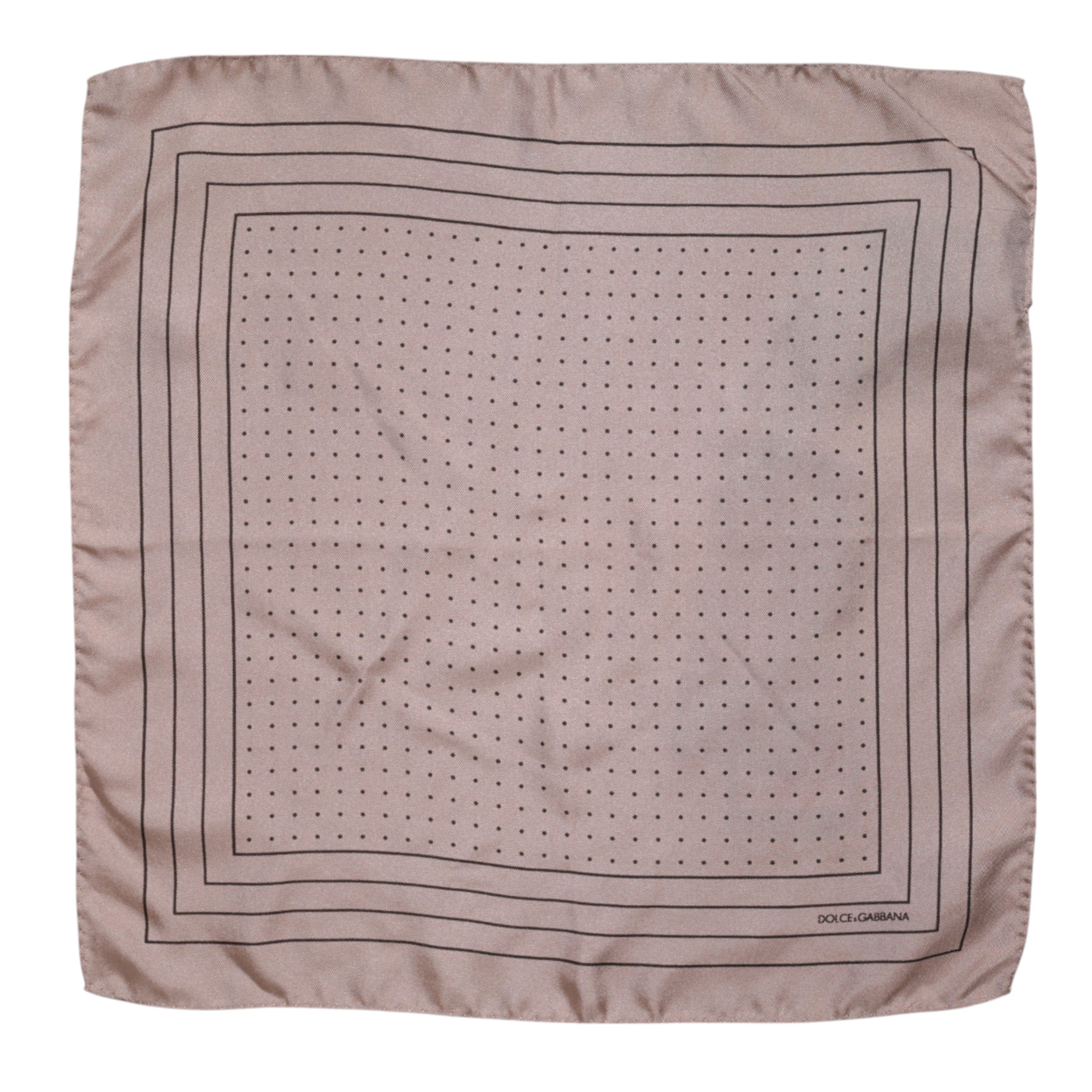 Beige Dotted Silk Square Men Foulard Scarf - ventzia