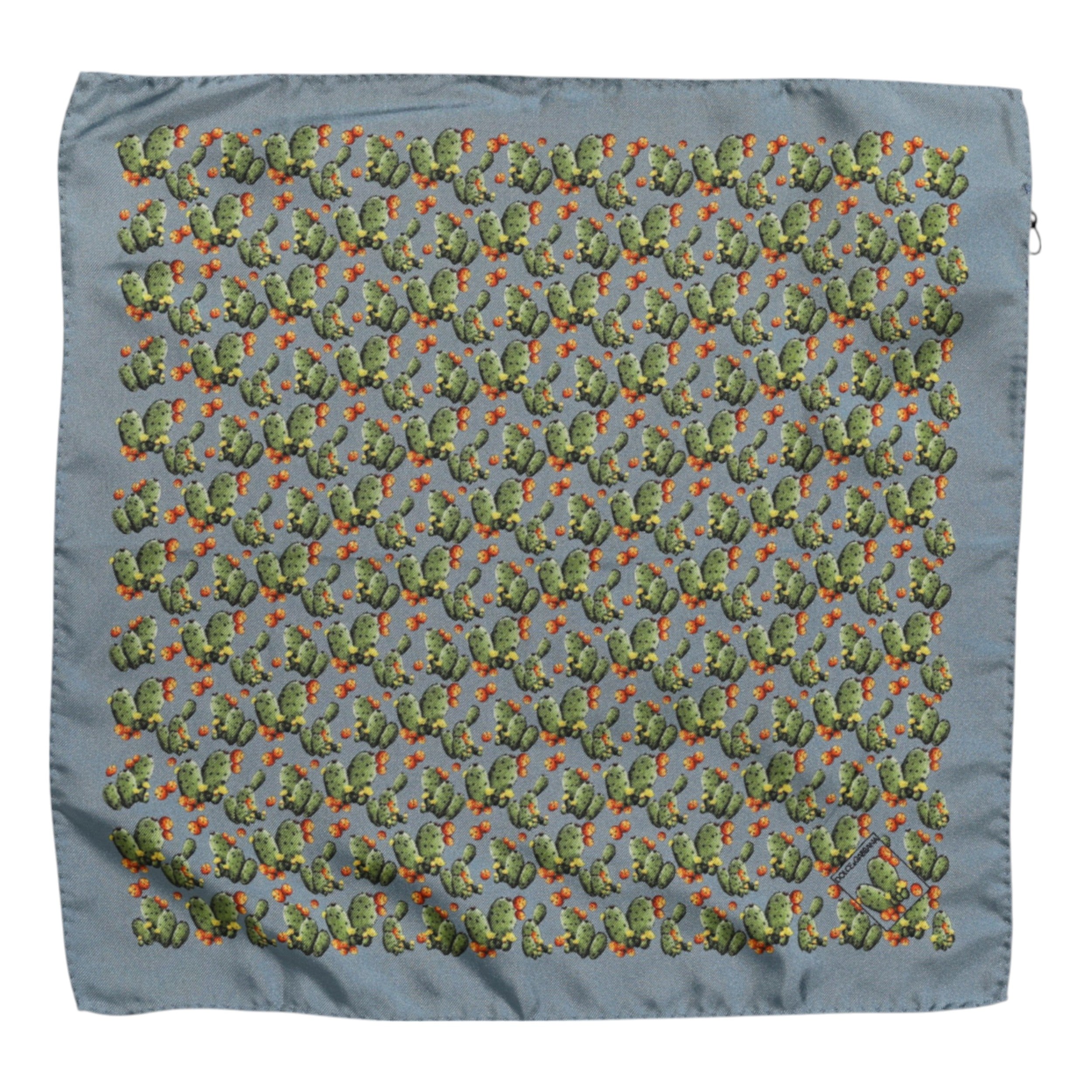 Gray Green Cactus Print Square Foulard Scarf - ventzia