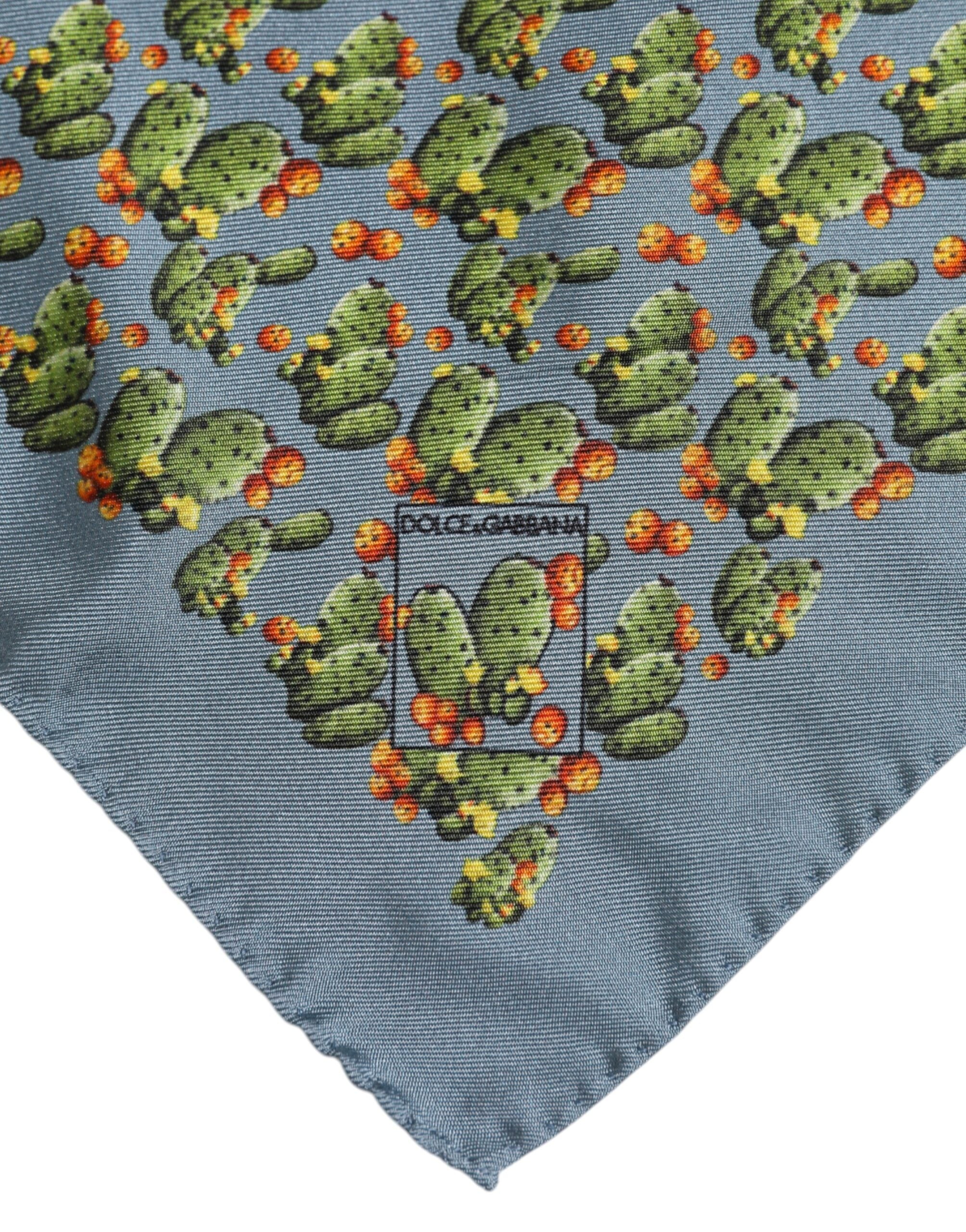 Gray Green Cactus Print Square Foulard Scarf - ventzia