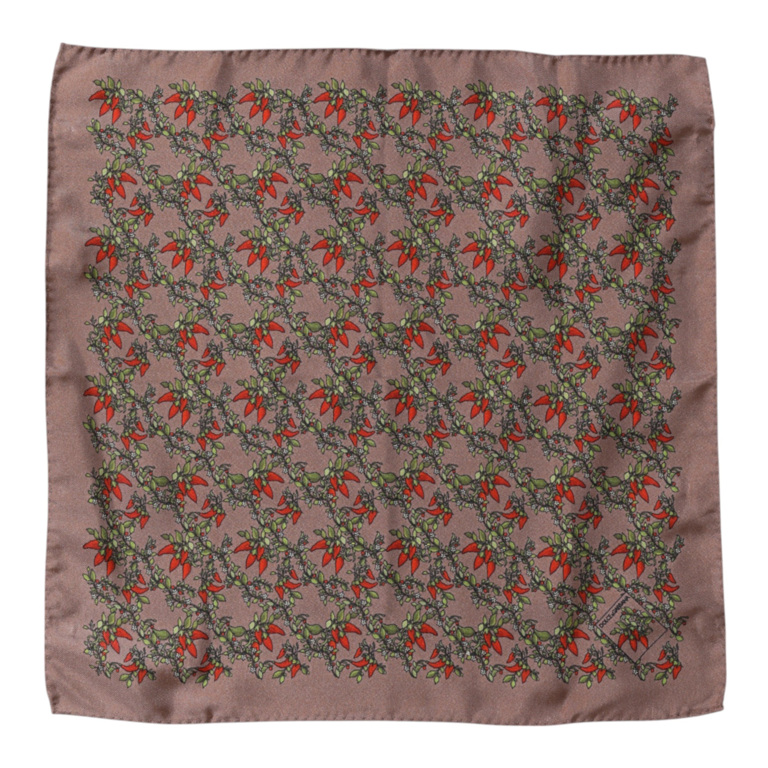 Brown Chilis Silk Square Men Foulard Scarf - ventzia