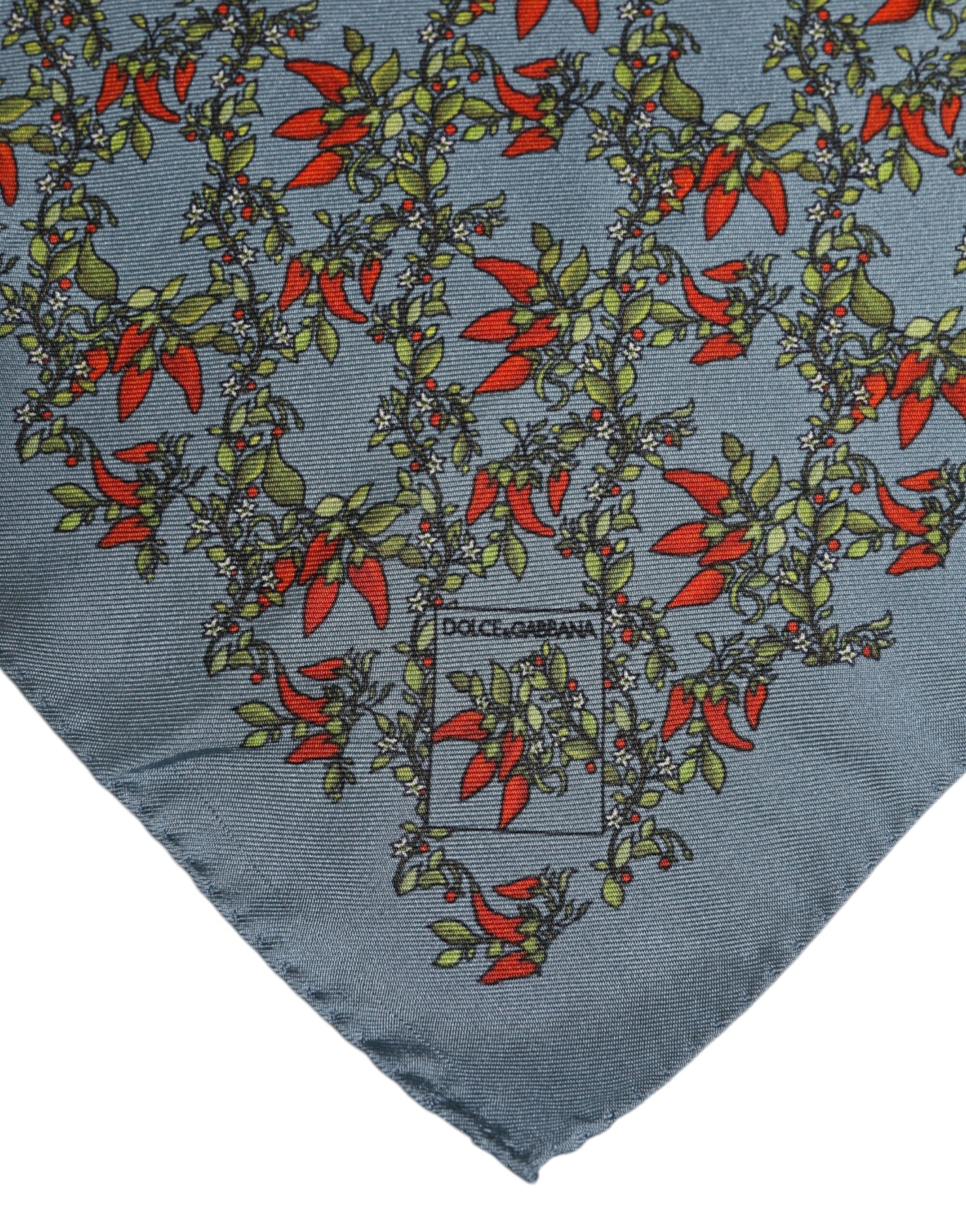 Gray Chilis Silk Square Men Foulard Scarf - ventzia