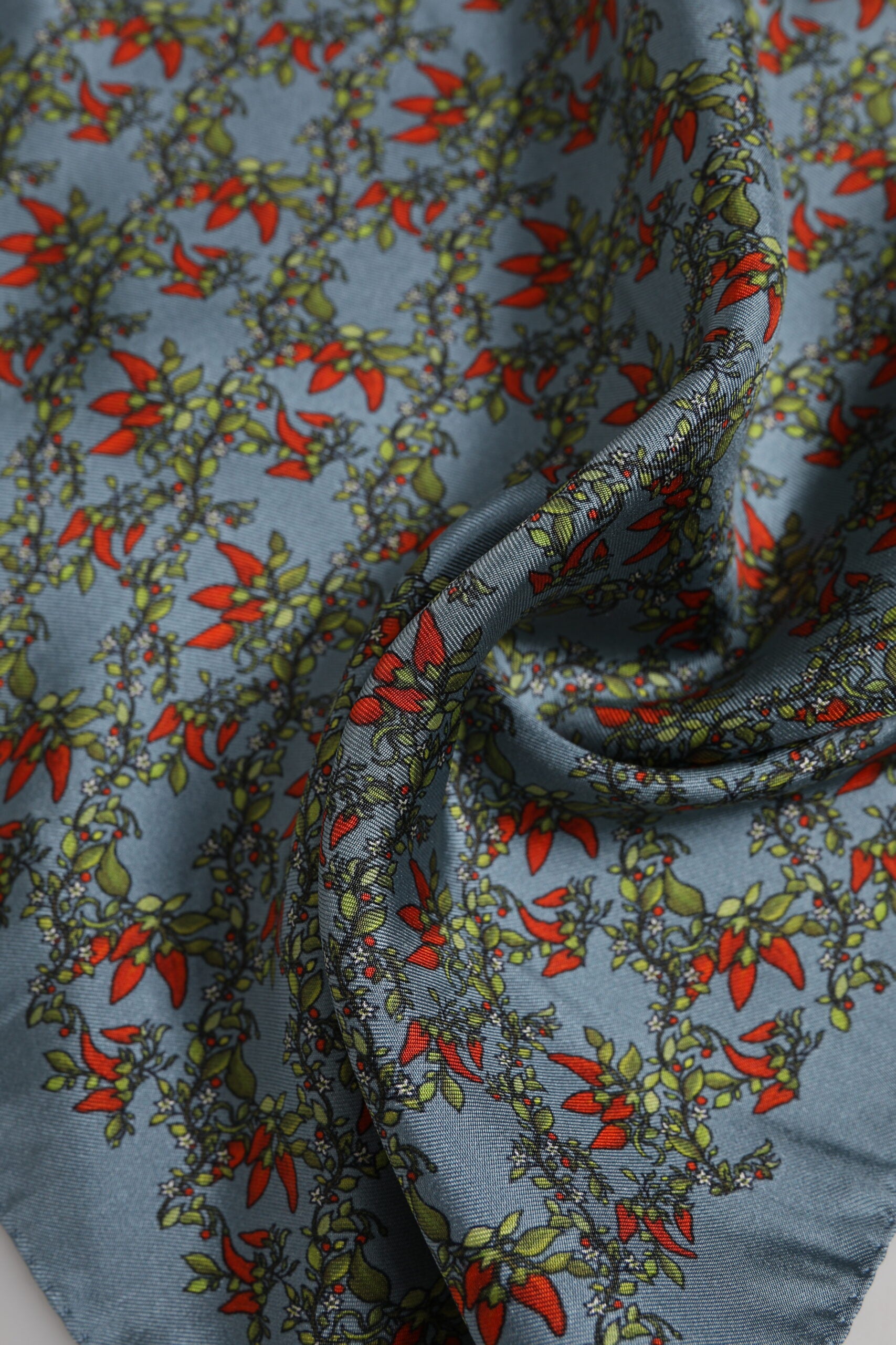 Gray Chilis Silk Square Men Foulard Scarf - ventzia