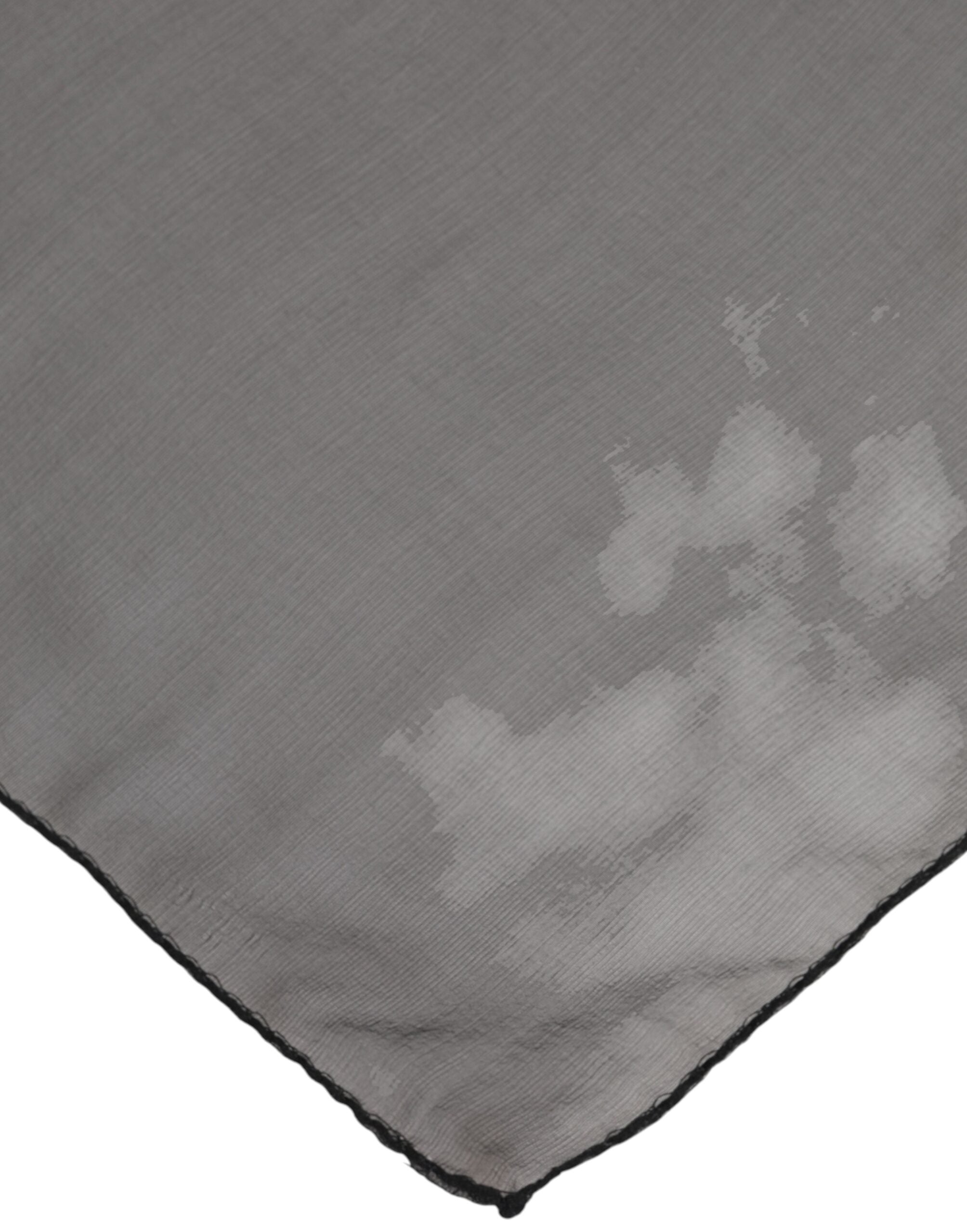 Gray Black Silk Square Women Foulard Scarf - ventzia