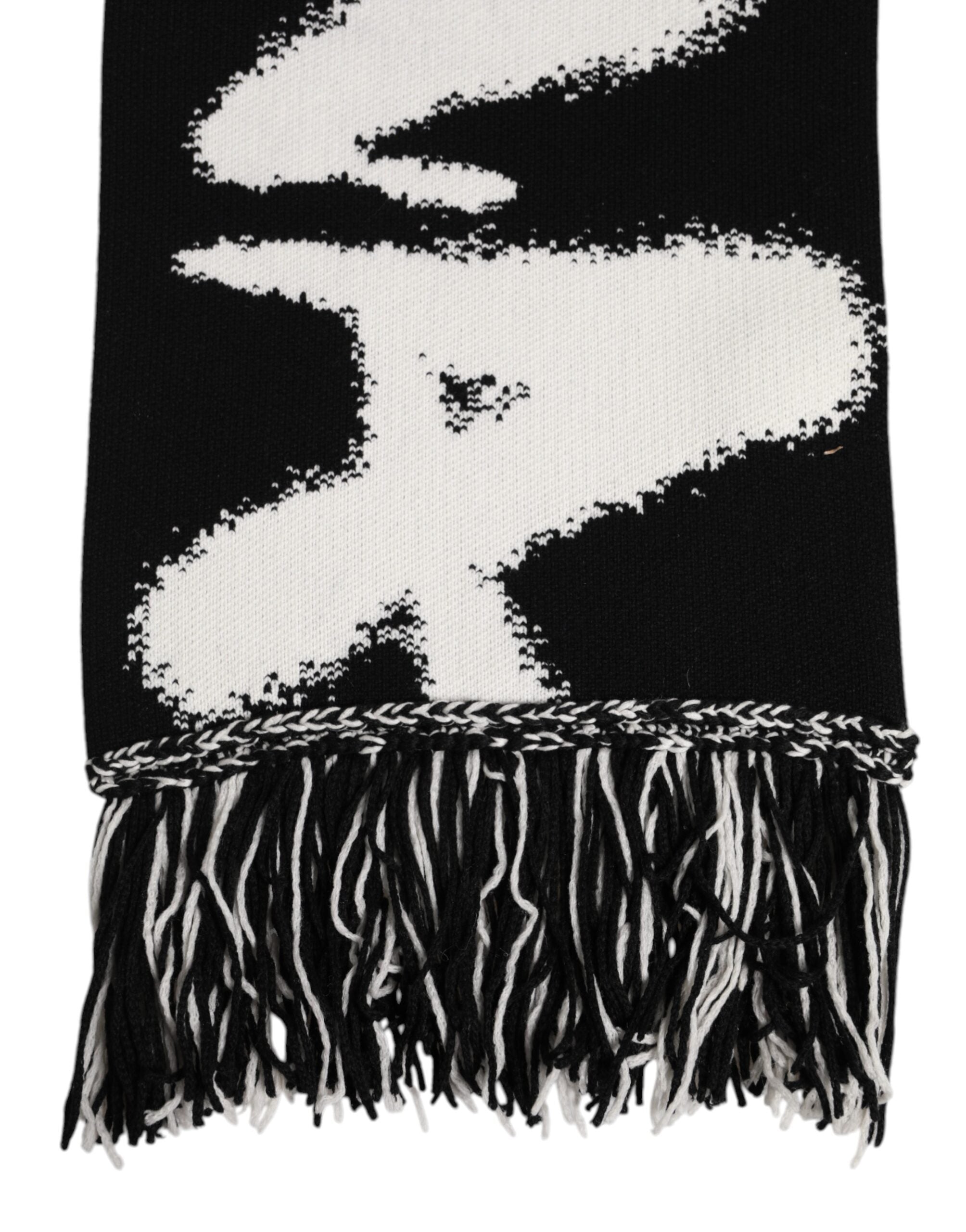 Black Logo Neck Warmer Wrap Men Shawl Scarf - ventzia