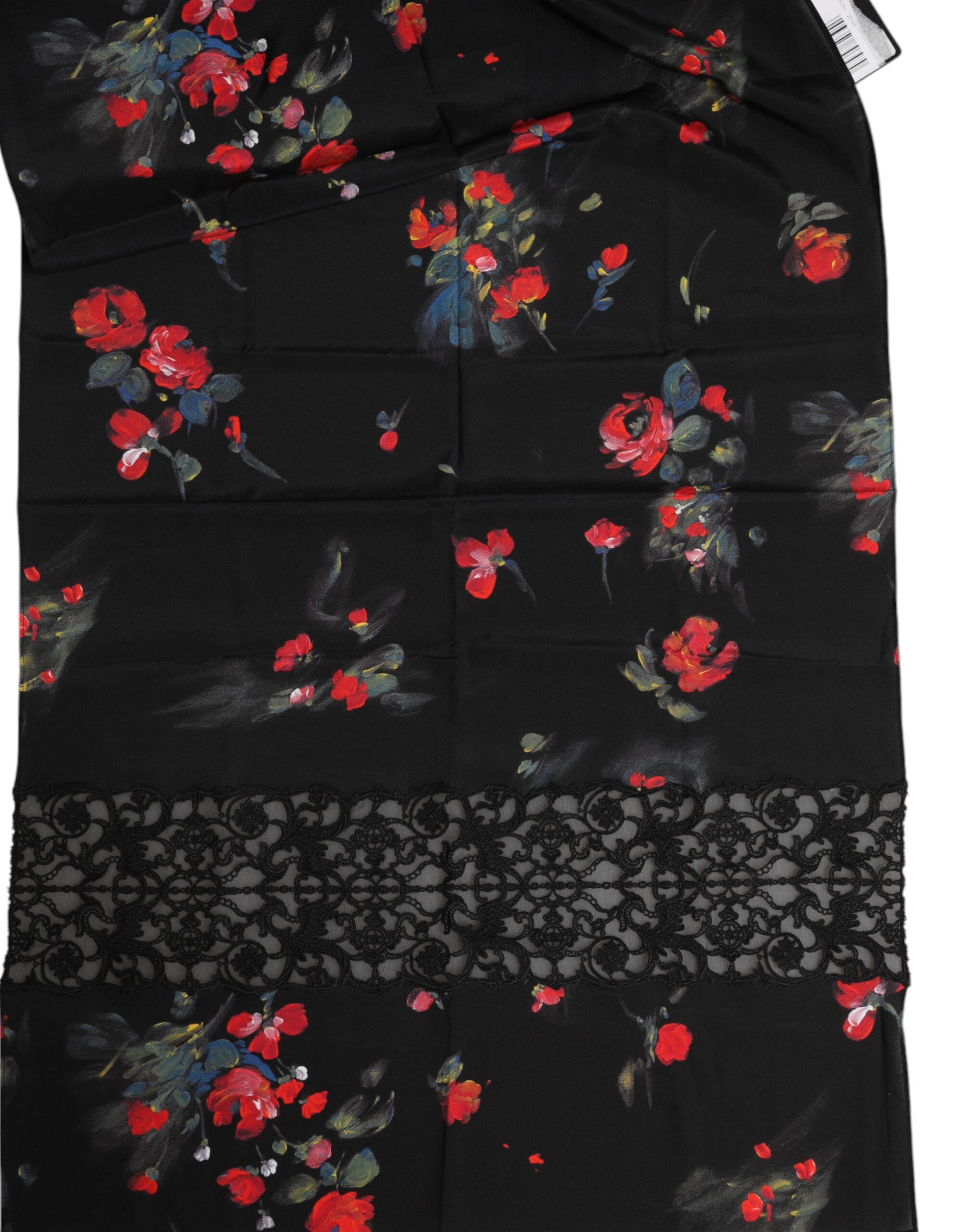 Black Floral Print Neck Warmer Wrap Scarf - ventzia