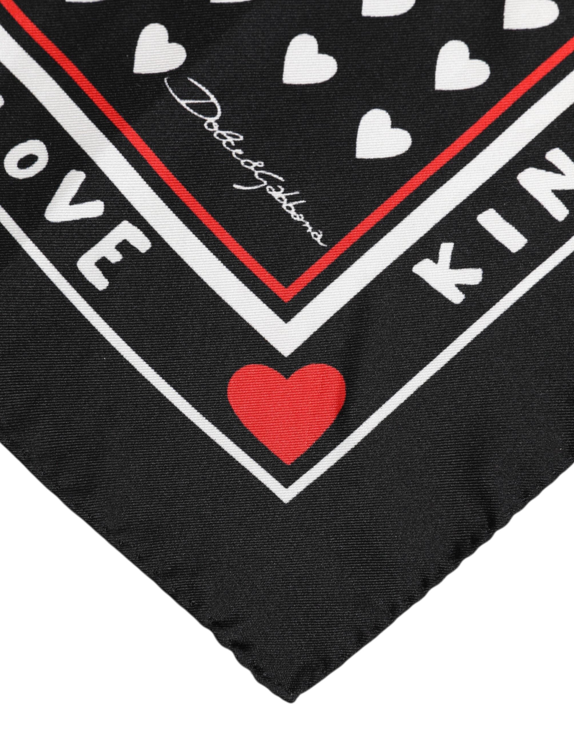 Black Printed Silk Square Men Foulard Scarf - ventzia