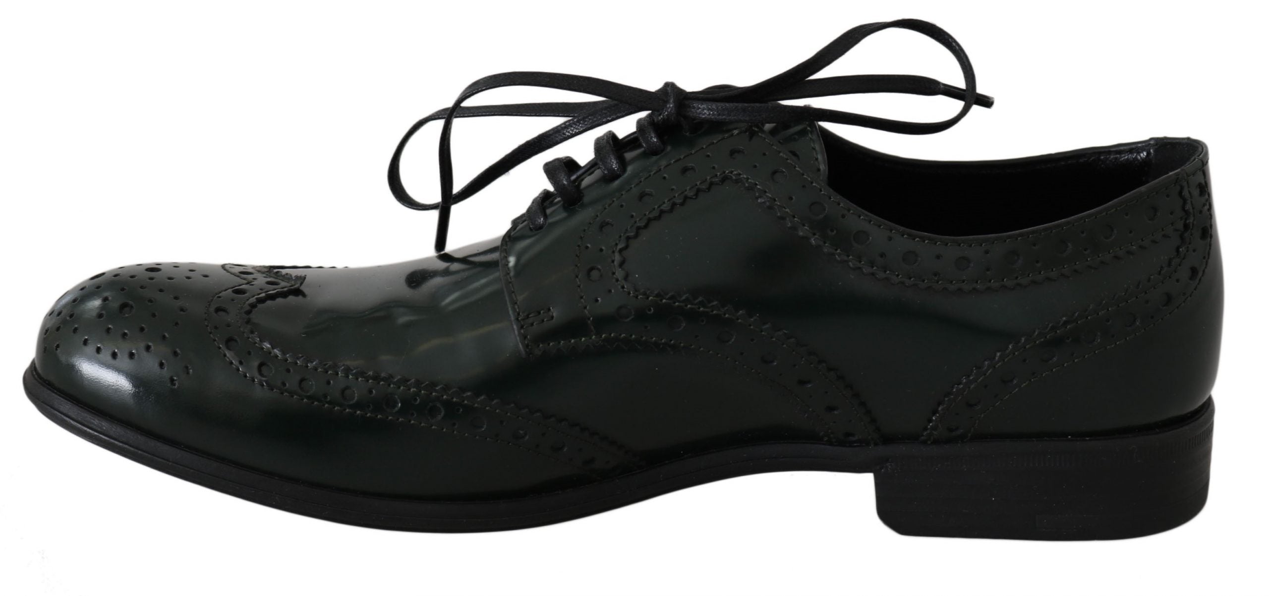 Elegant Green Brogues Oxford Wingtip Flats - ventzia