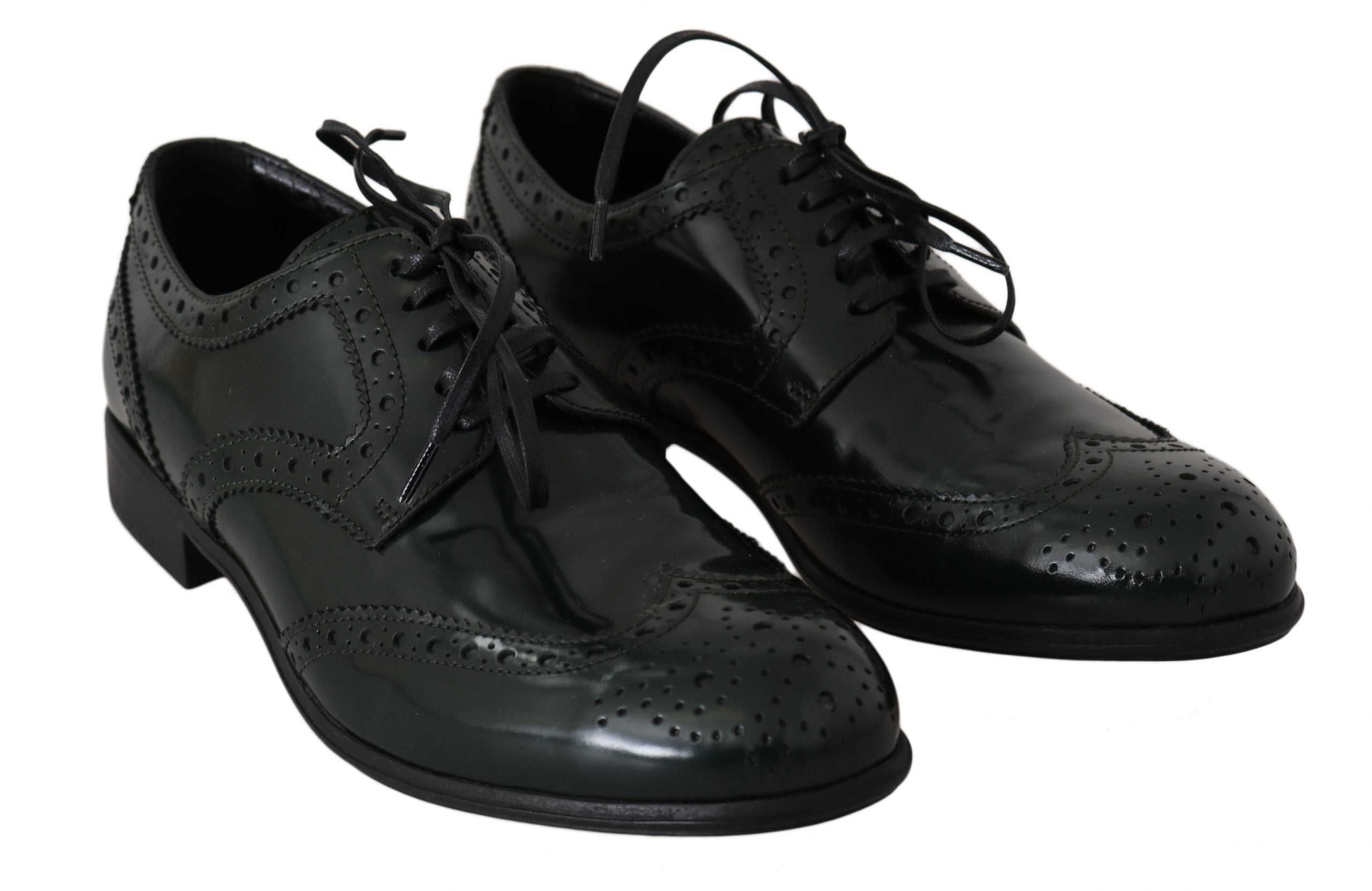 Elegant Green Brogues Oxford Wingtip Flats - ventzia