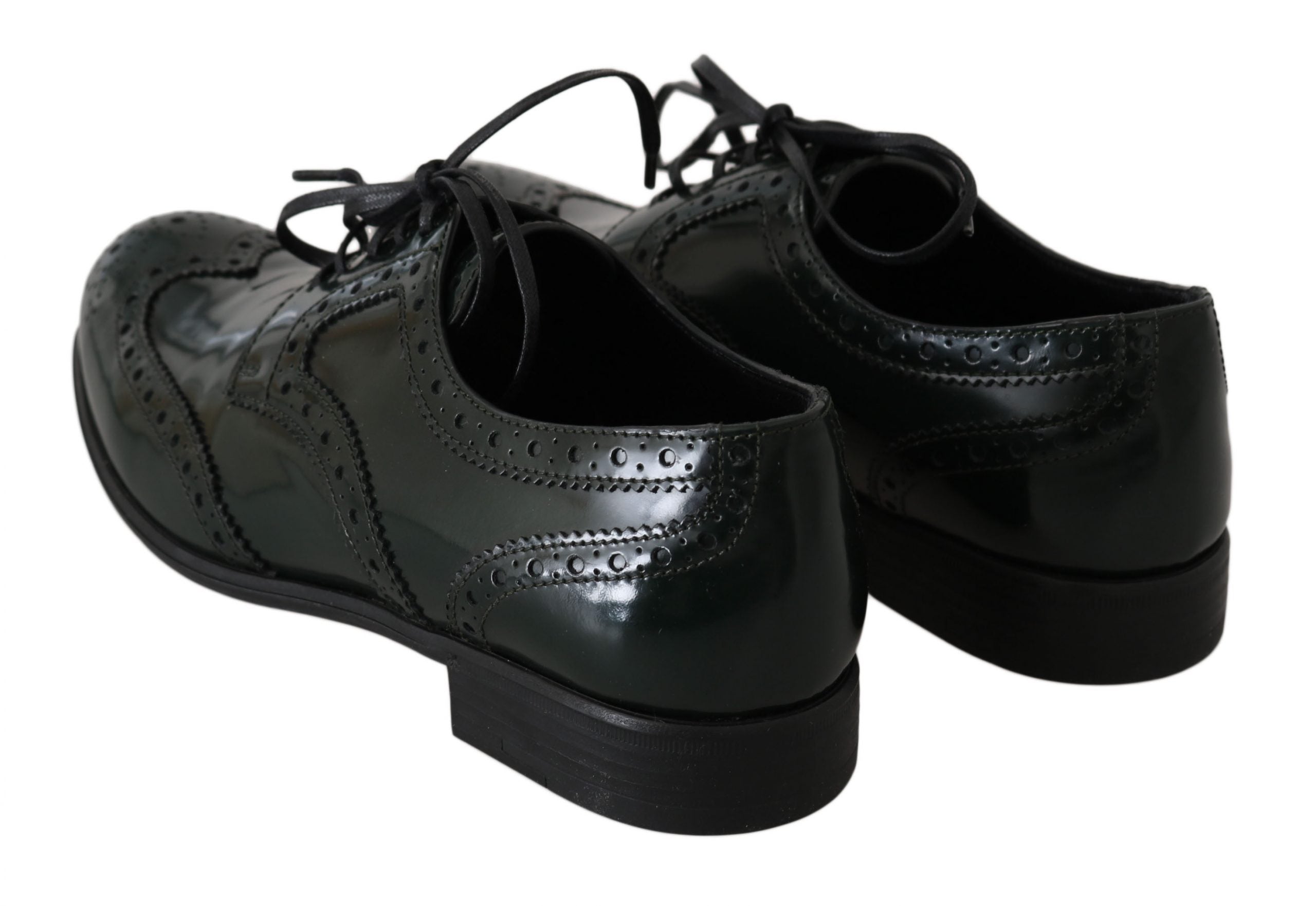 Elegant Green Brogues Oxford Wingtip Flats - ventzia