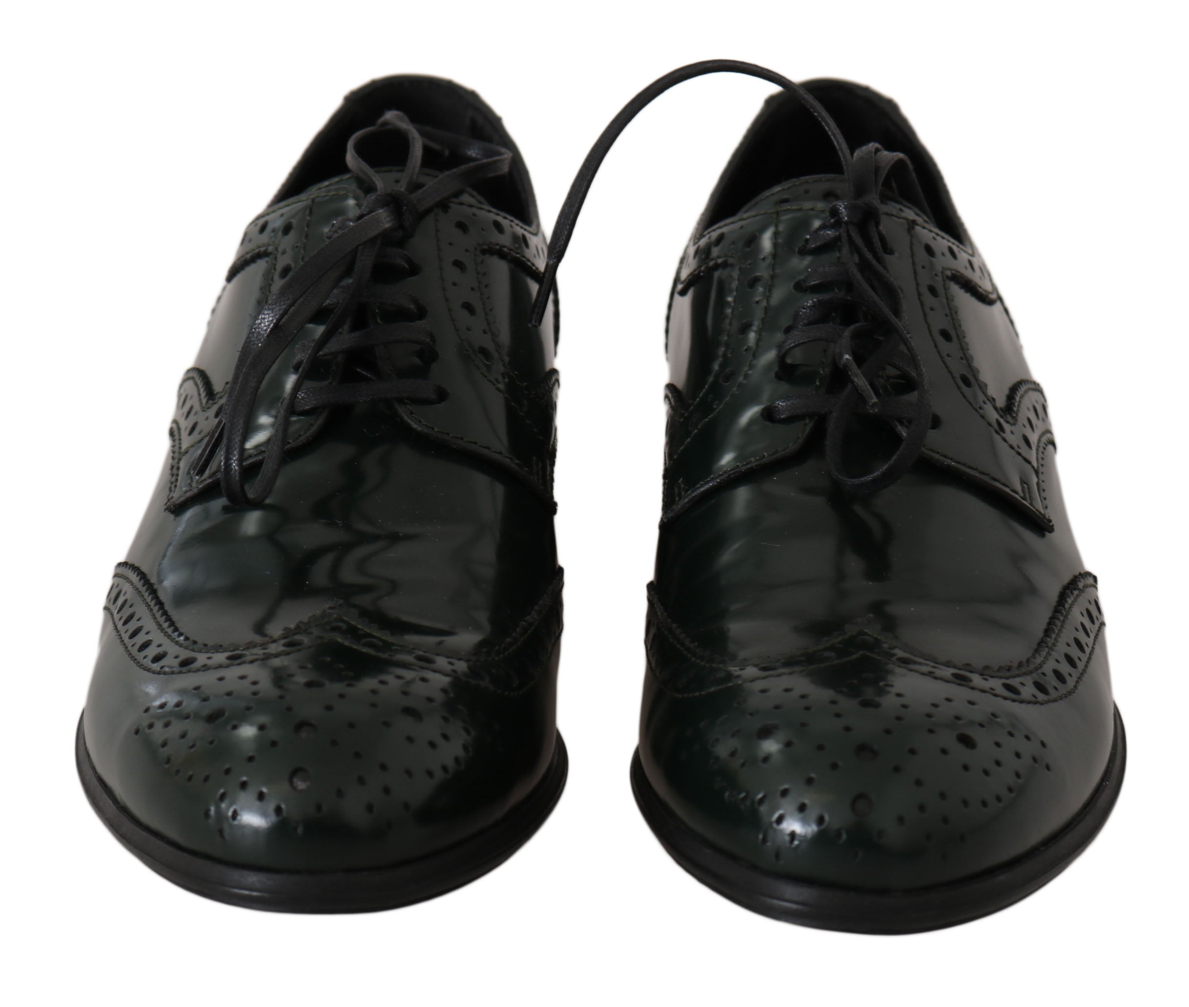 Elegant Green Brogues Oxford Wingtip Flats - ventzia