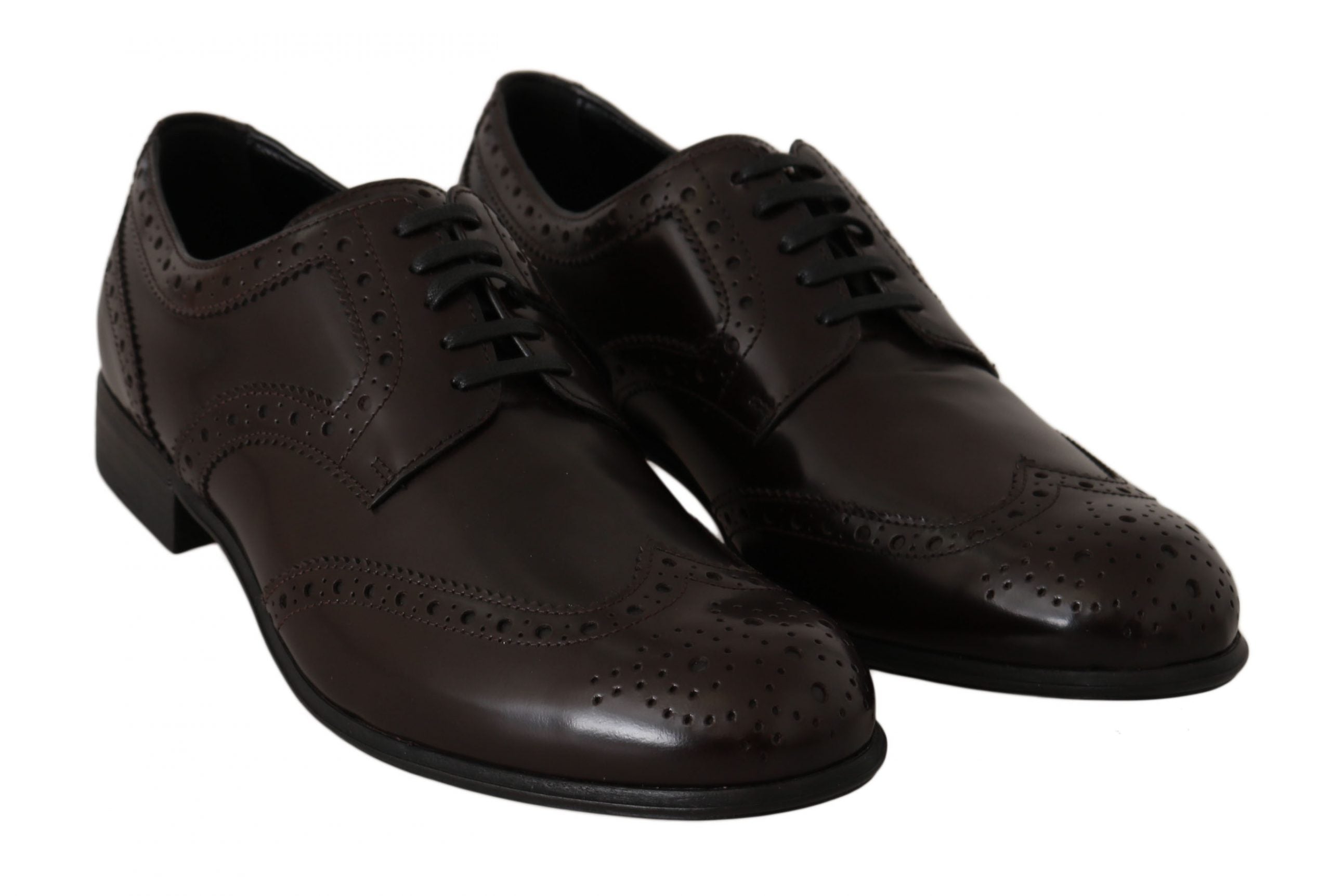 Elegant Brown Leather Oxford Flats - ventzia
