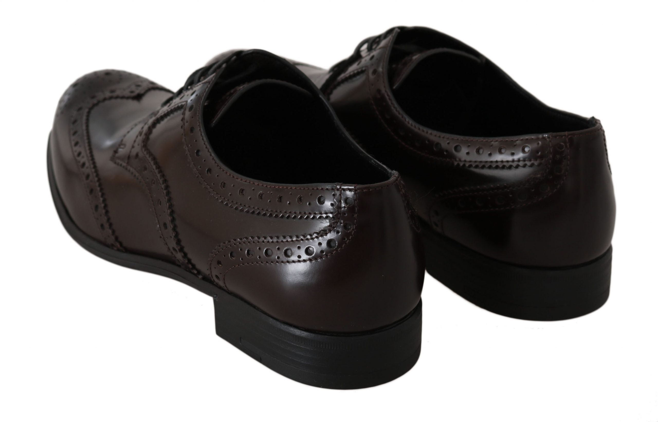 Elegant Brown Leather Oxford Flats - ventzia
