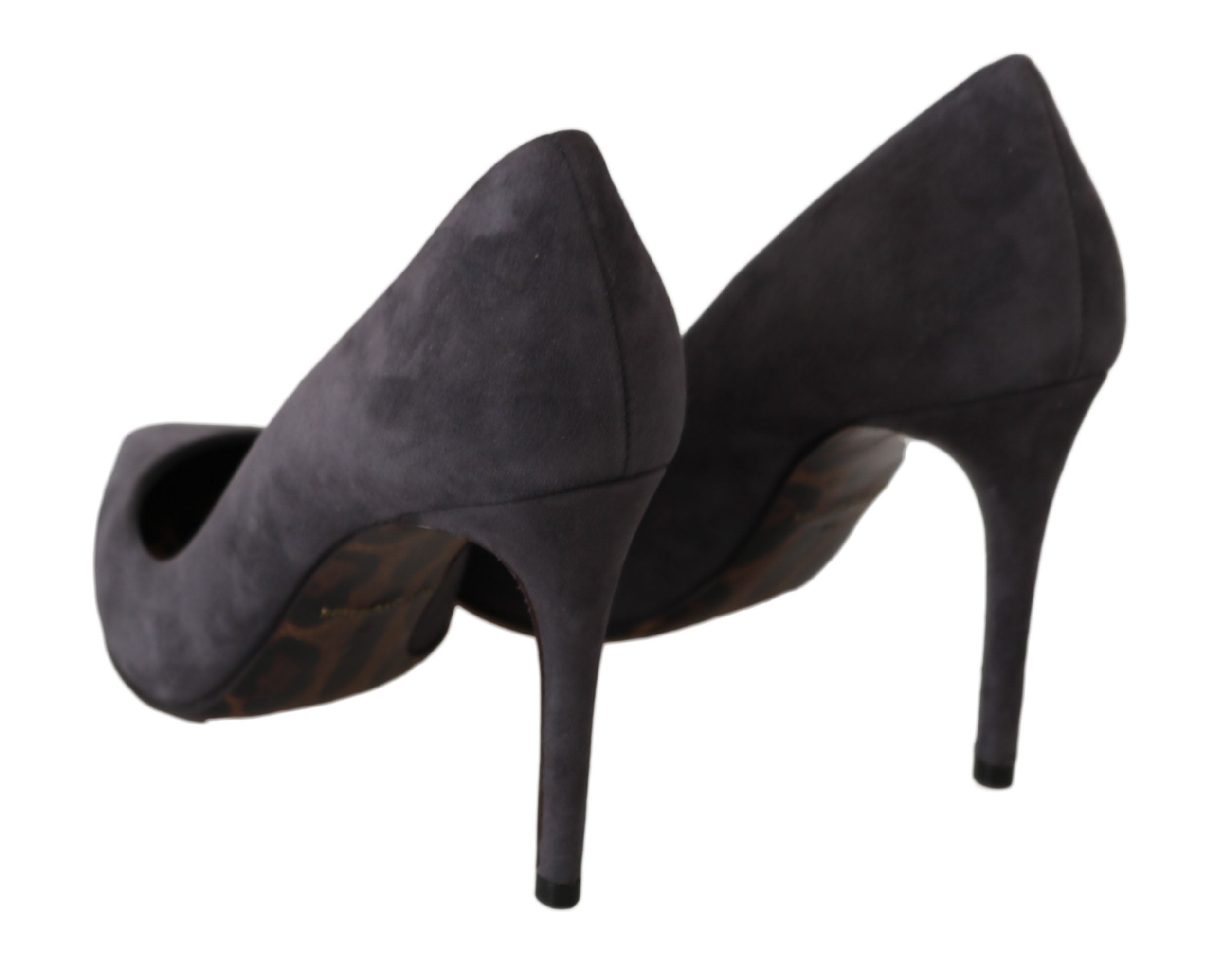 Gray Suede Leather Stiletto Shoes Heels - ventzia