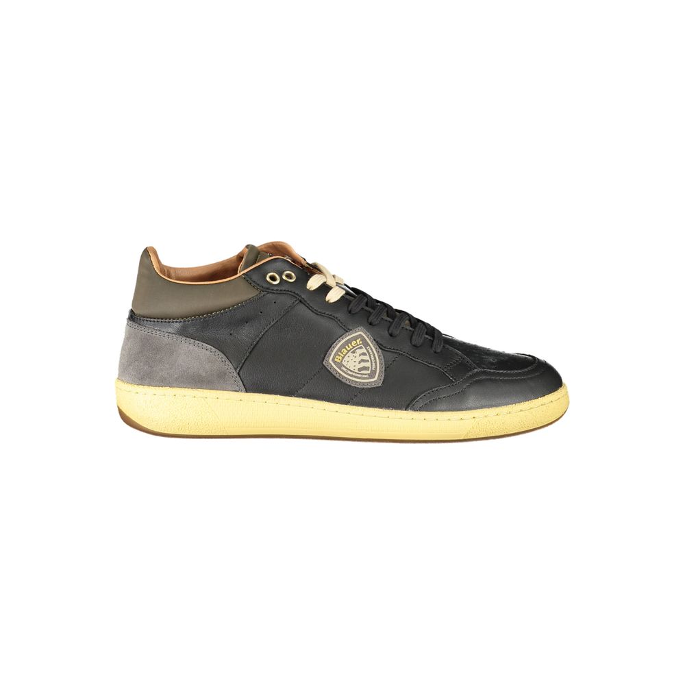Black Leather Men Sneaker - ventzia