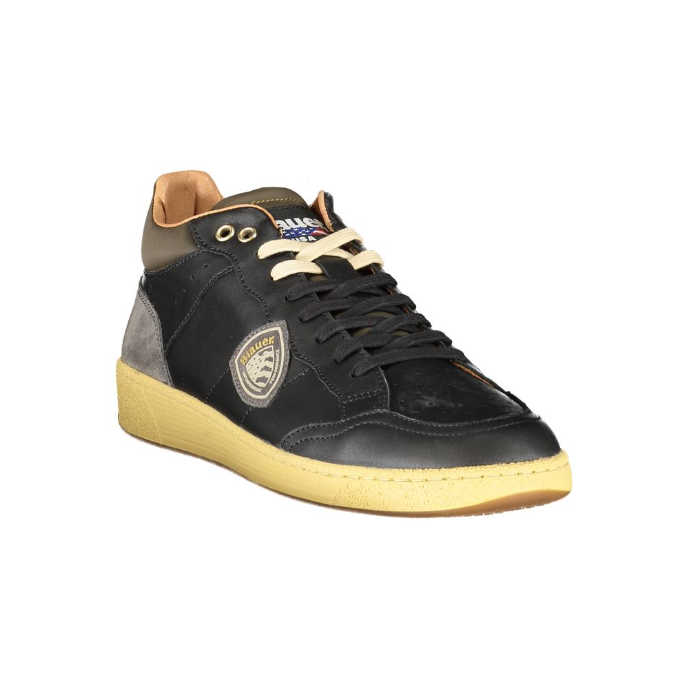 Black Leather Men Sneaker - ventzia