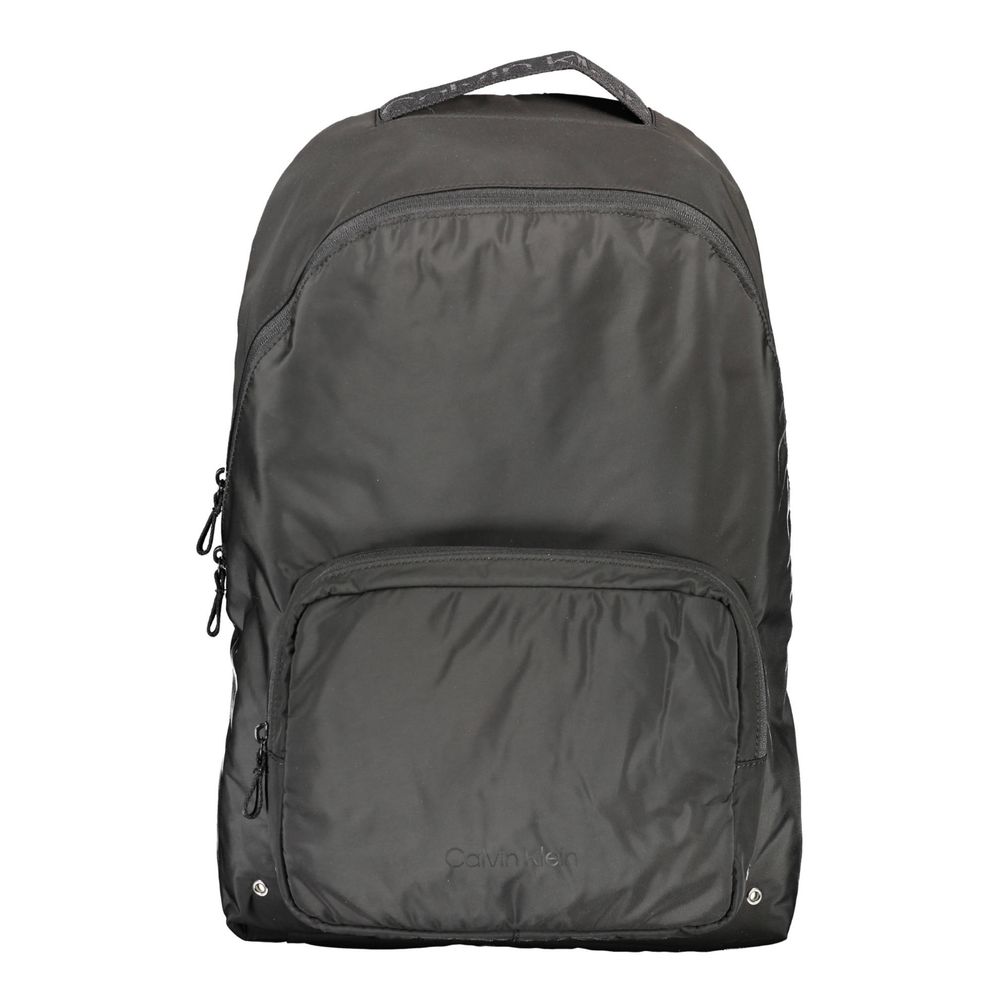 Black Recycled Polyester Men Backpack - ventzia