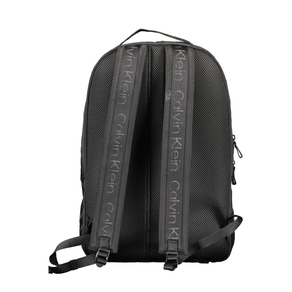 Black Recycled Polyester Men Backpack - ventzia